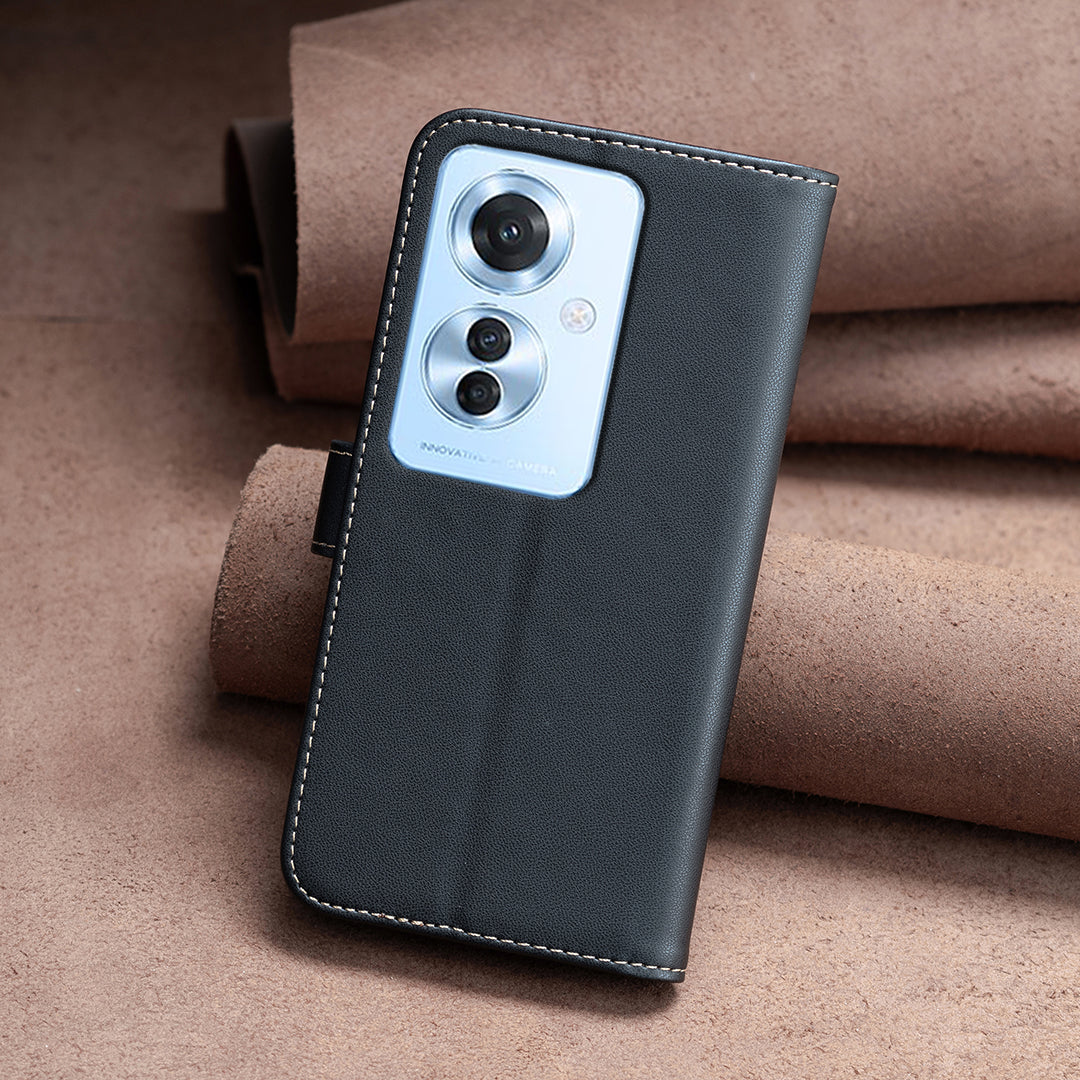 BINFEN COLOR BF17 For Oppo Reno11 F 5G Case Magnetic Closure Folio Stand Phone Cover