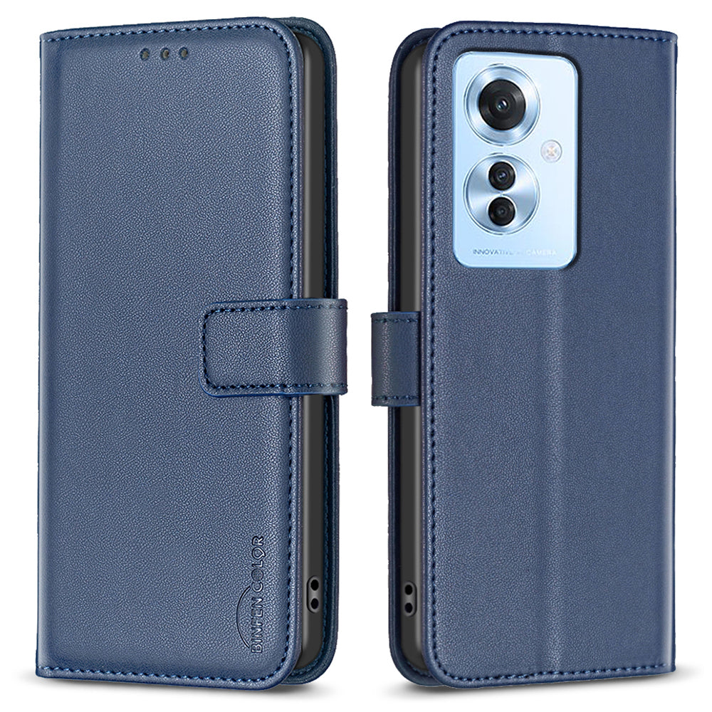 BINFEN COLOR BF17 For Oppo Reno11 F 5G Case Magnetic Closure Folio Stand Phone Cover