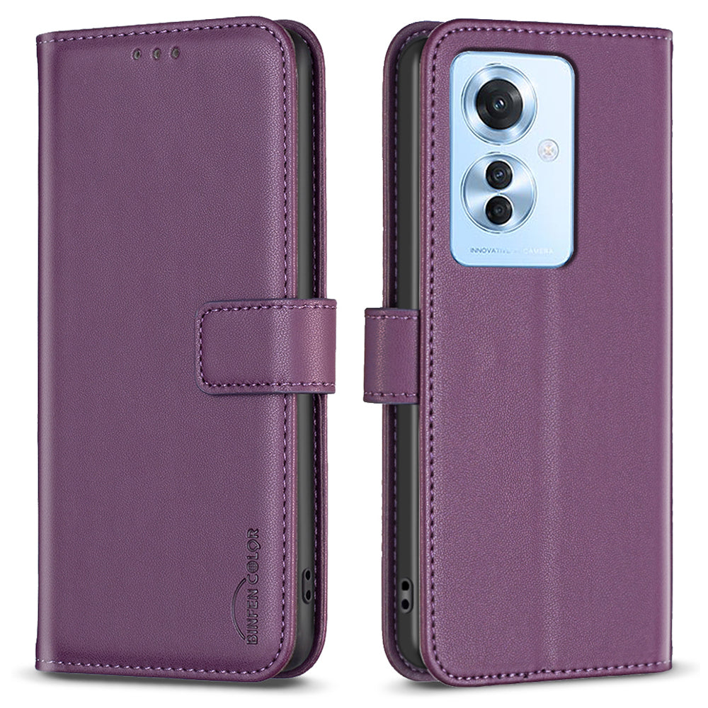 BINFEN COLOR BF17 For Oppo Reno11 F 5G Case Magnetic Closure Folio Stand Phone Cover