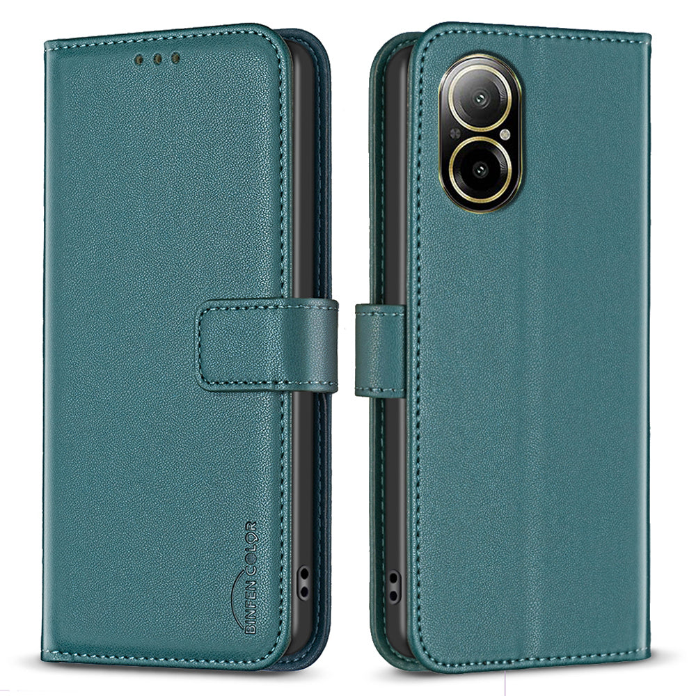 BINFEN COLOR BF17 For Realme C67 4G Case Wallet Leather Folio Phone Cover with Magnetic Closure