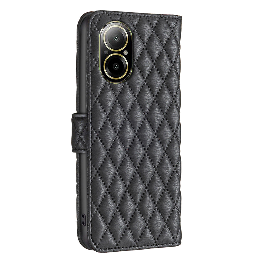 BINFEN COLOR BF Style-14 For Realme C67 4G  Case Rhombus Grid Leather Scratch-proof Phone Shell