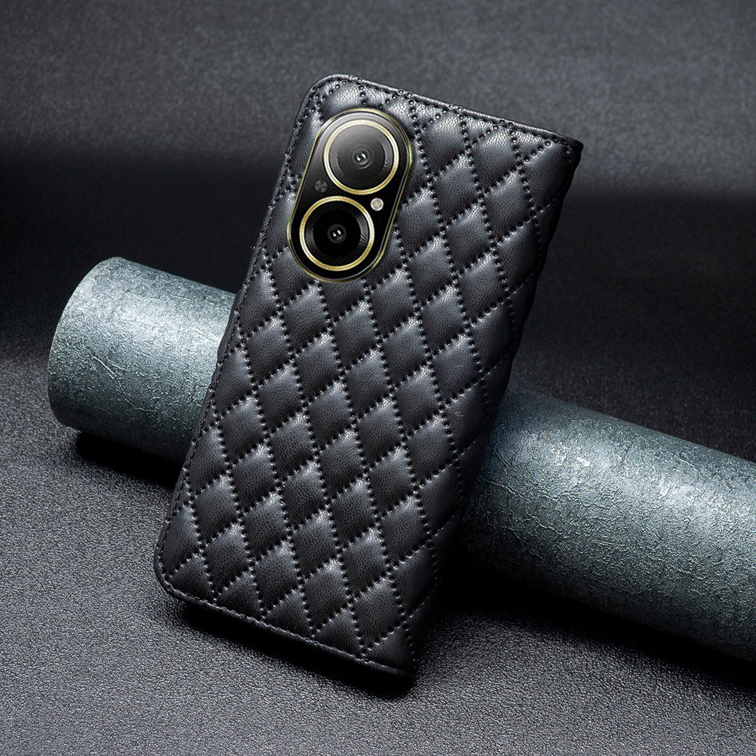BINFEN COLOR BF Style-14 For Realme C67 4G  Case Rhombus Grid Leather Scratch-proof Phone Shell
