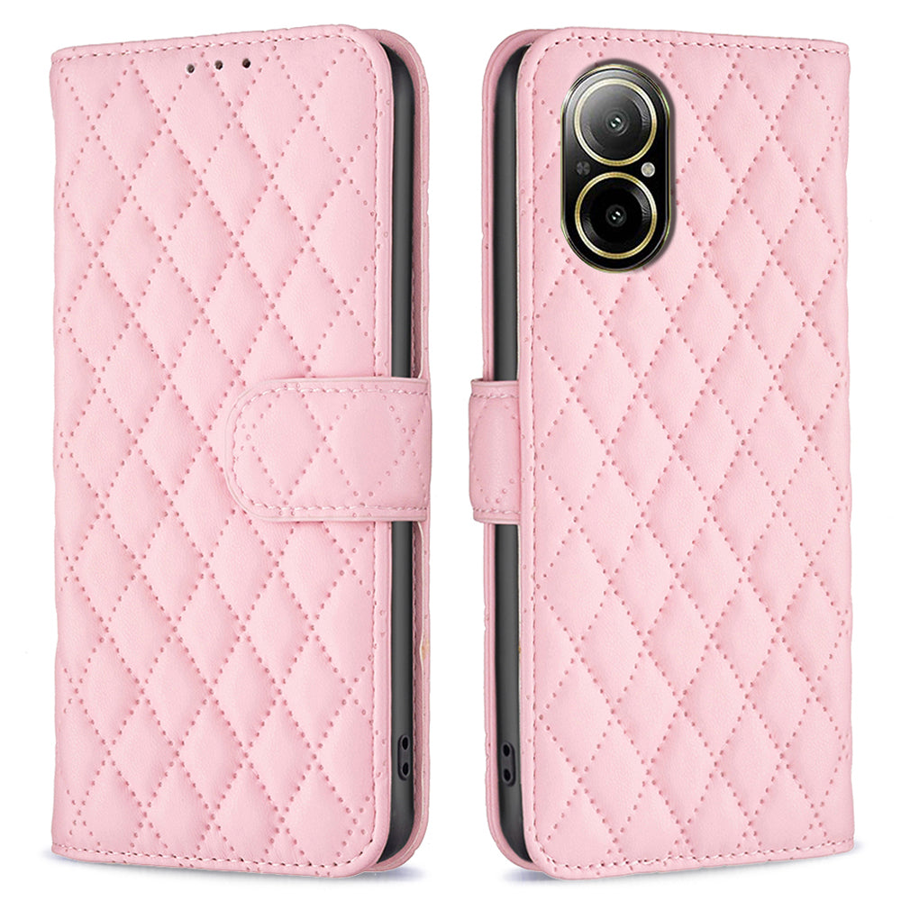 BINFEN COLOR BF Style-14 For Realme C67 4G  Case Rhombus Grid Leather Scratch-proof Phone Shell