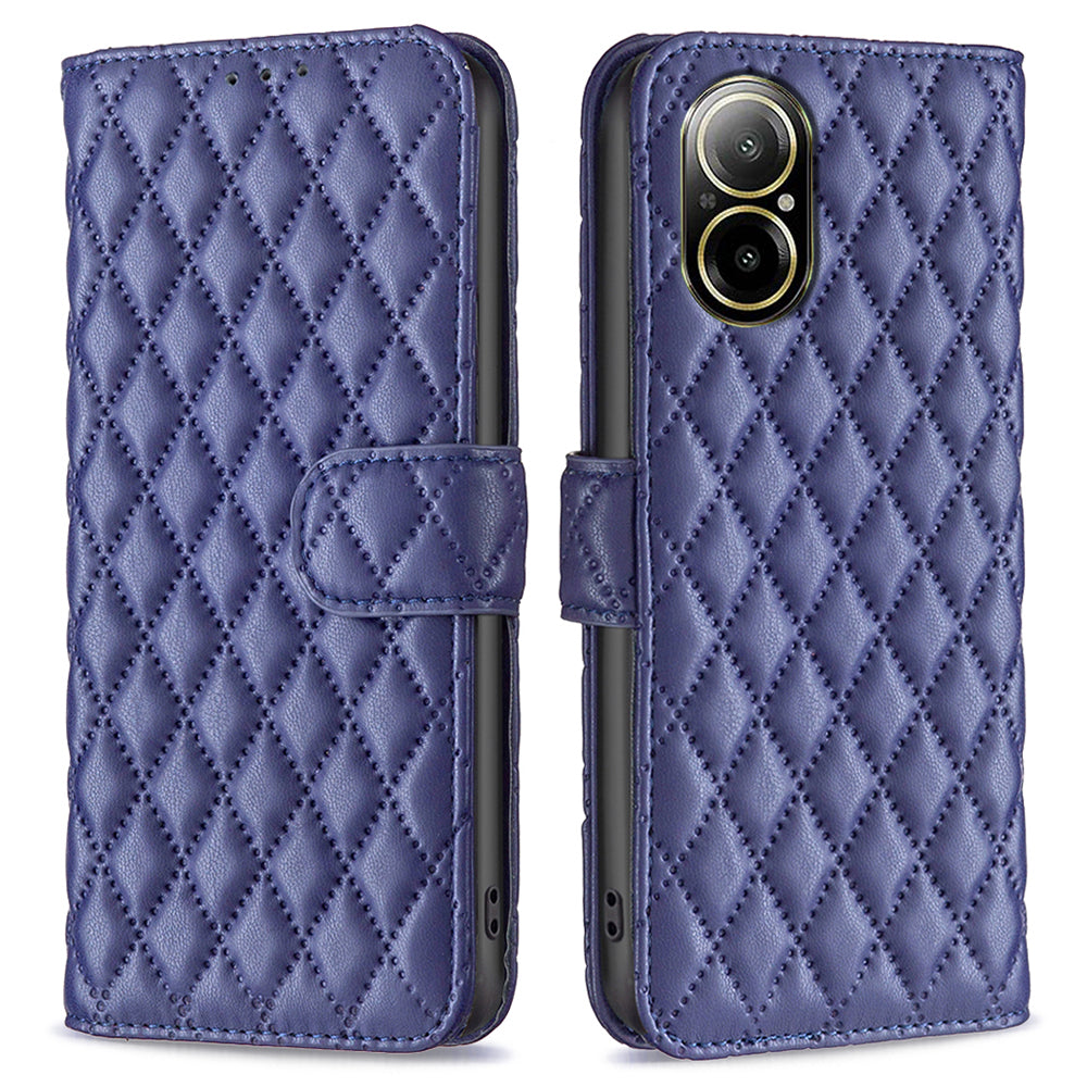 BINFEN COLOR BF Style-14 For Realme C67 4G  Case Rhombus Grid Leather Scratch-proof Phone Shell