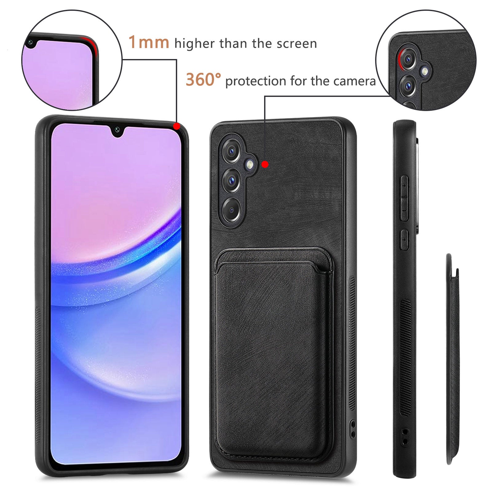 D12 For Samsung Galaxy A14 4G / 5G Case Leather+TPU Magnetic Detachable Phone Cover