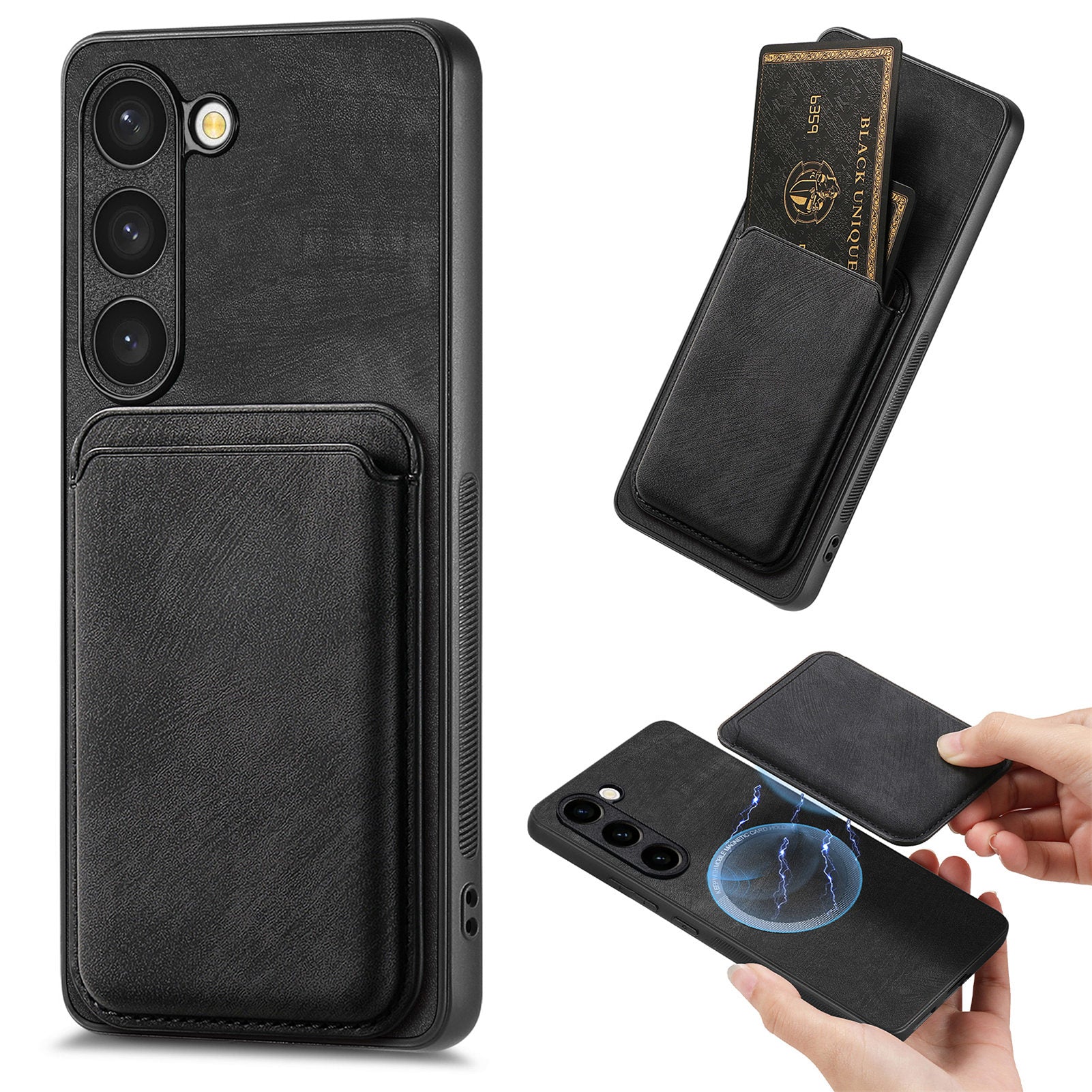 D12 For Samsung Galaxy S23 Case Magnetic Detachable Card Slots PU Leather Phone Cover