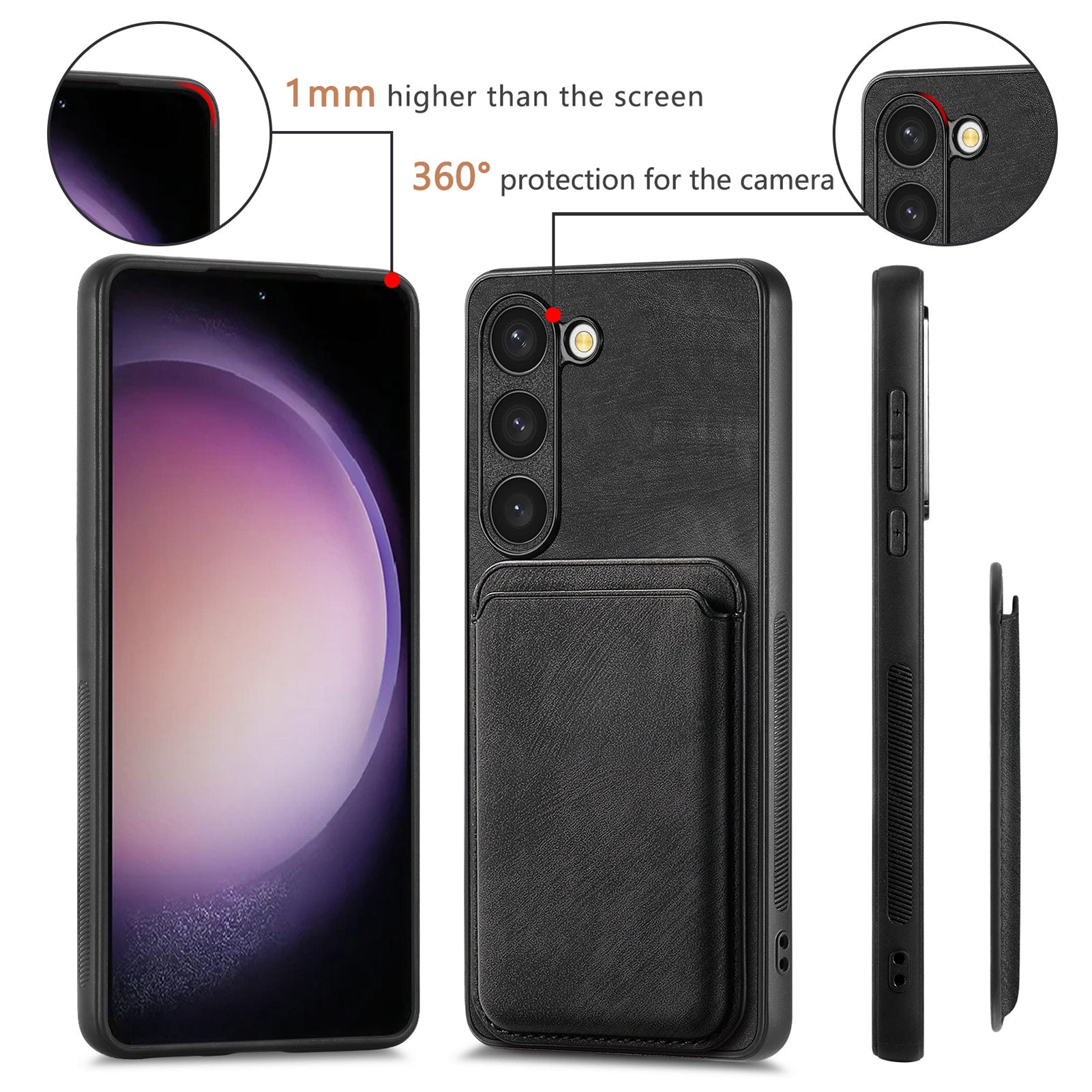 D12 For Samsung Galaxy S23 Case Magnetic Detachable Card Slots PU Leather Phone Cover
