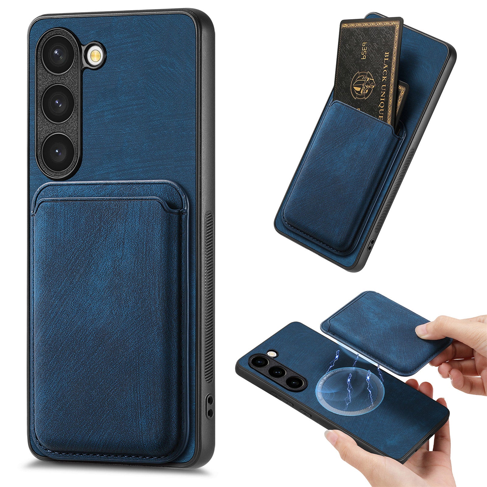 D12 For Samsung Galaxy S23 Case Magnetic Detachable Card Slots PU Leather Phone Cover