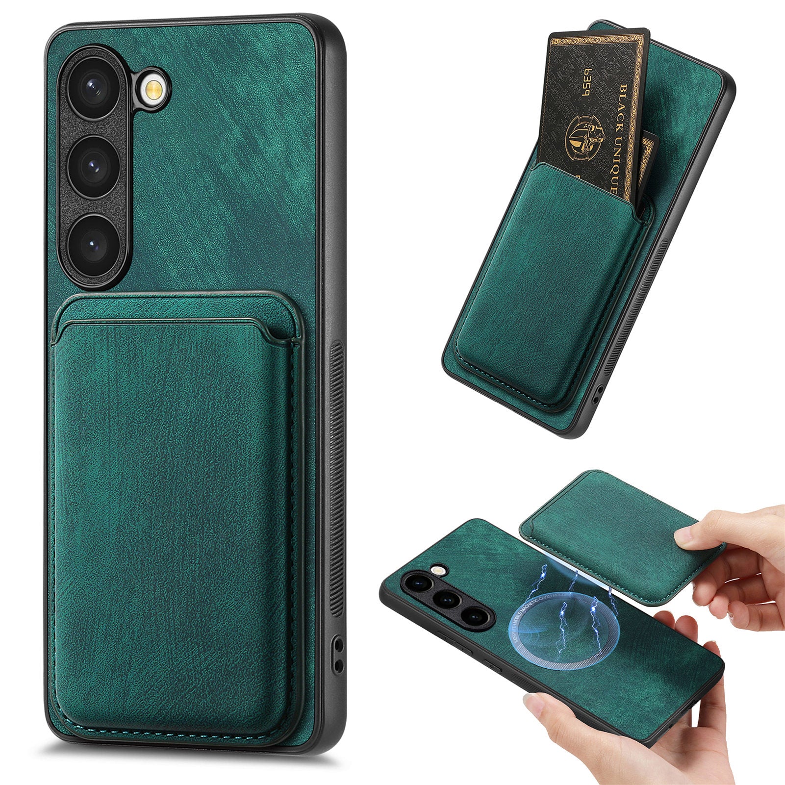 D12 For Samsung Galaxy S23 Case Magnetic Detachable Card Slots PU Leather Phone Cover