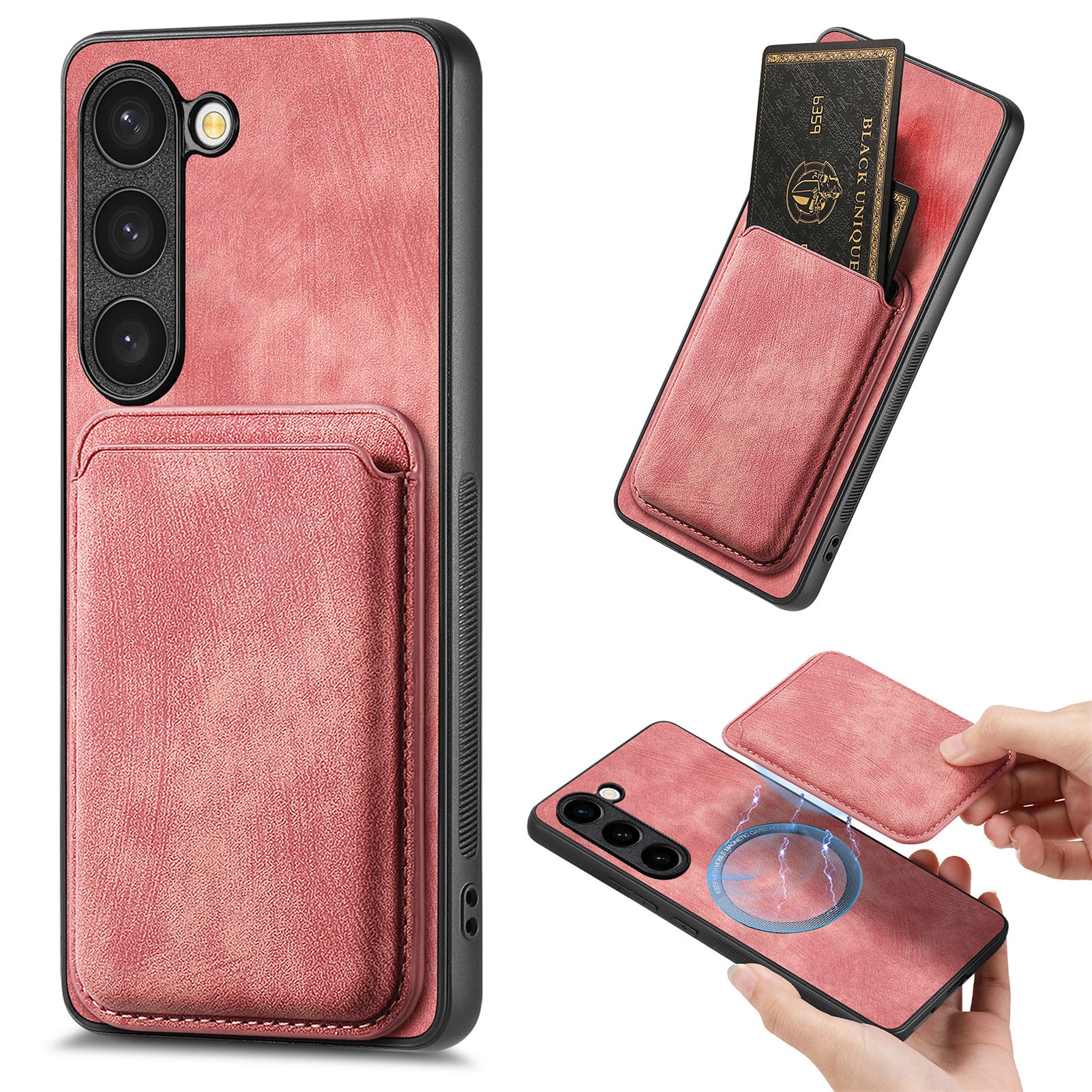 D12 For Samsung Galaxy S23 Case Magnetic Detachable Card Slots PU Leather Phone Cover