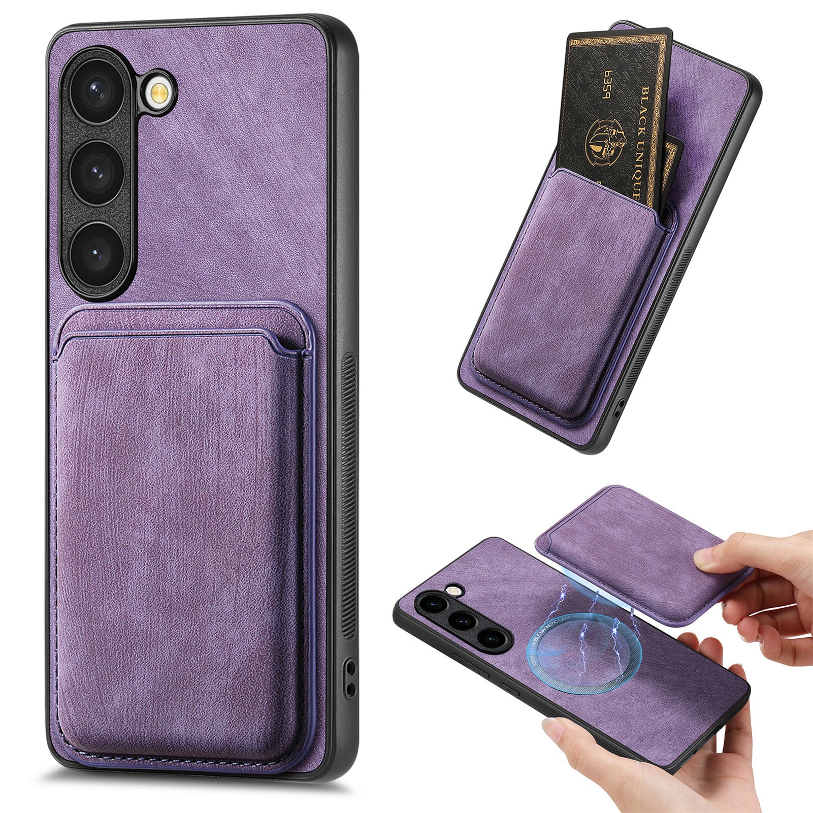 D12 For Samsung Galaxy S23 Case Magnetic Detachable Card Slots PU Leather Phone Cover