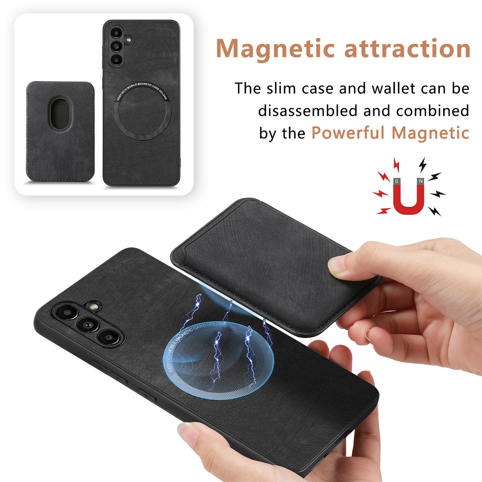 D12 For Samsung Galaxy A34 5G Detachable Back Case Retro Leather+TPU Anti-Scratch Phone Cover