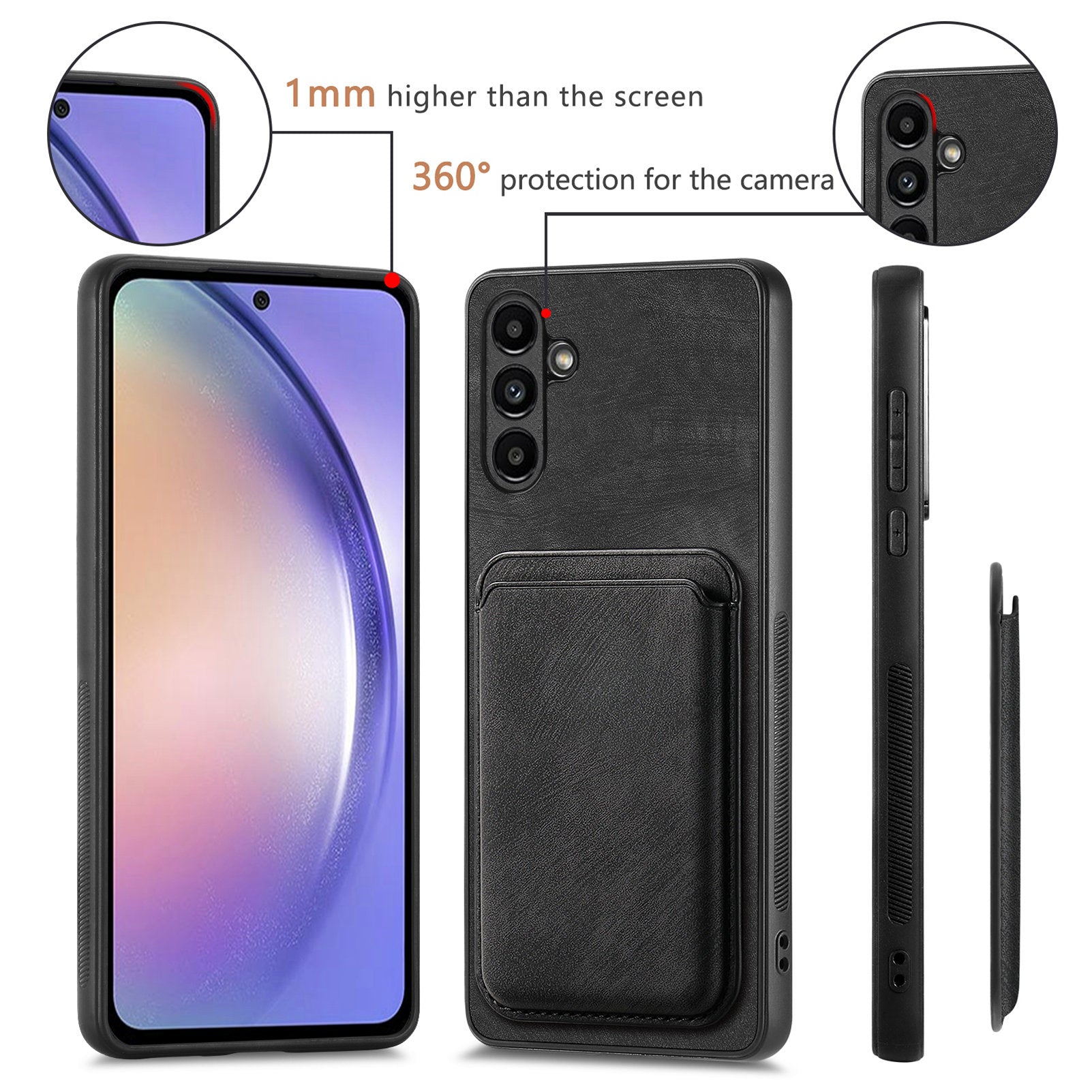 D12 For Samsung Galaxy A34 5G Detachable Back Case Retro Leather+TPU Anti-Scratch Phone Cover