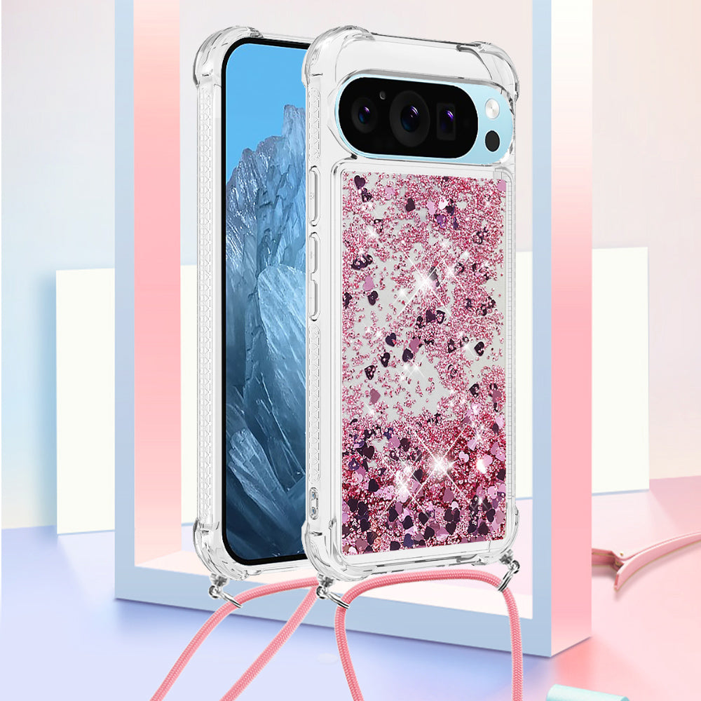 YB Quicksand Series-4 For Google Pixel 9 Pro Case Floating Sequins Liquid TPU Phone Cover
