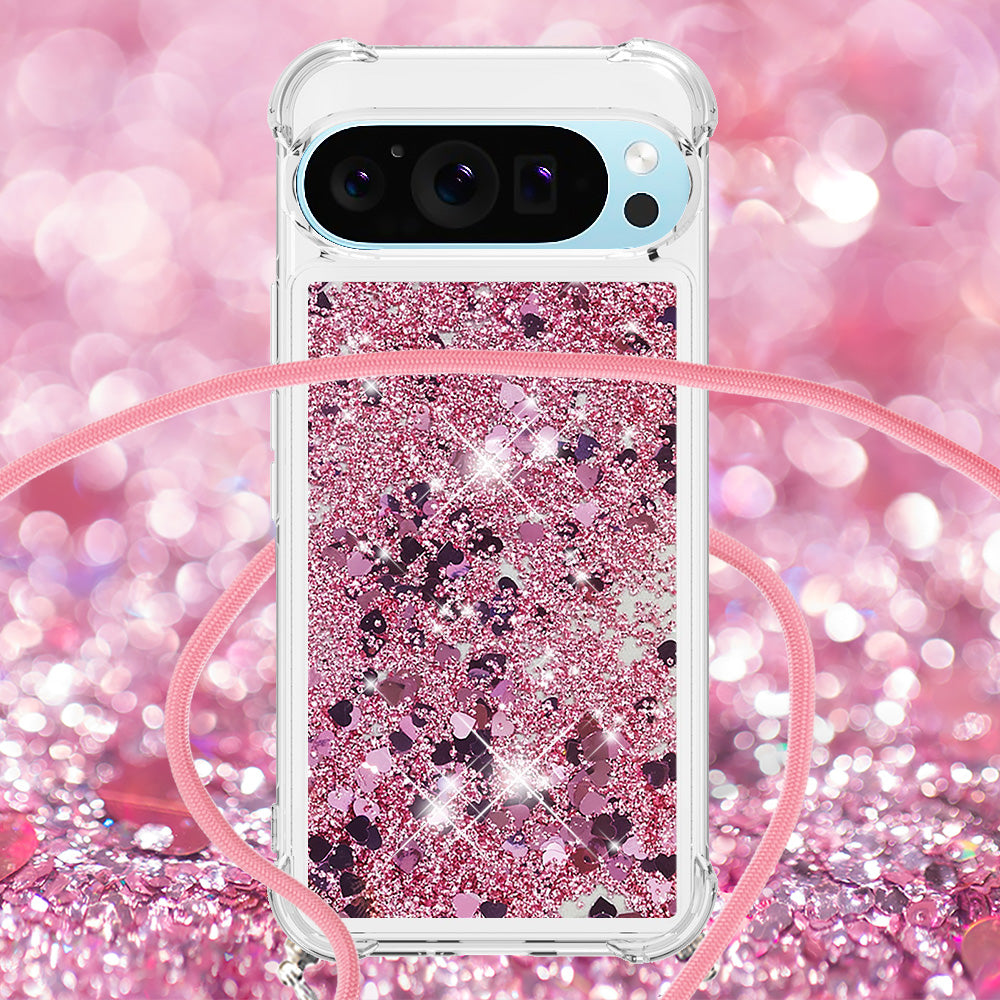 YB Quicksand Series-4 For Google Pixel 9 Pro Case Floating Sequins Liquid TPU Phone Cover