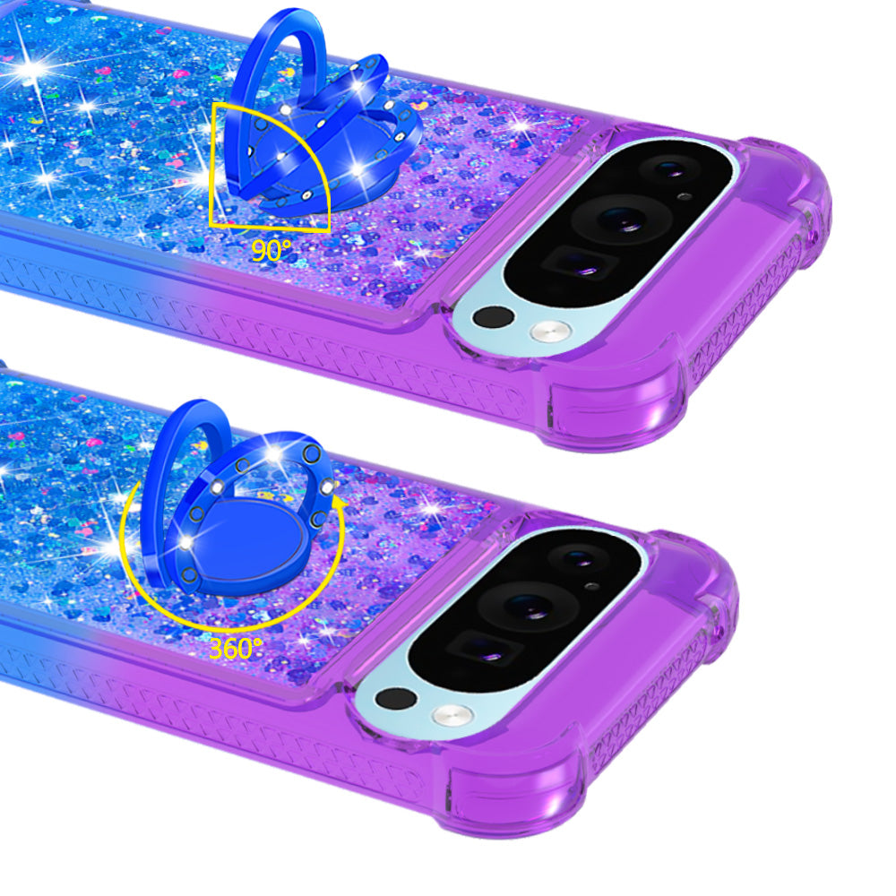YB Quicksand Series-8 for Google Pixel 9 Pro TPU Case Glitter Sequins Gradient Kickstand Cover