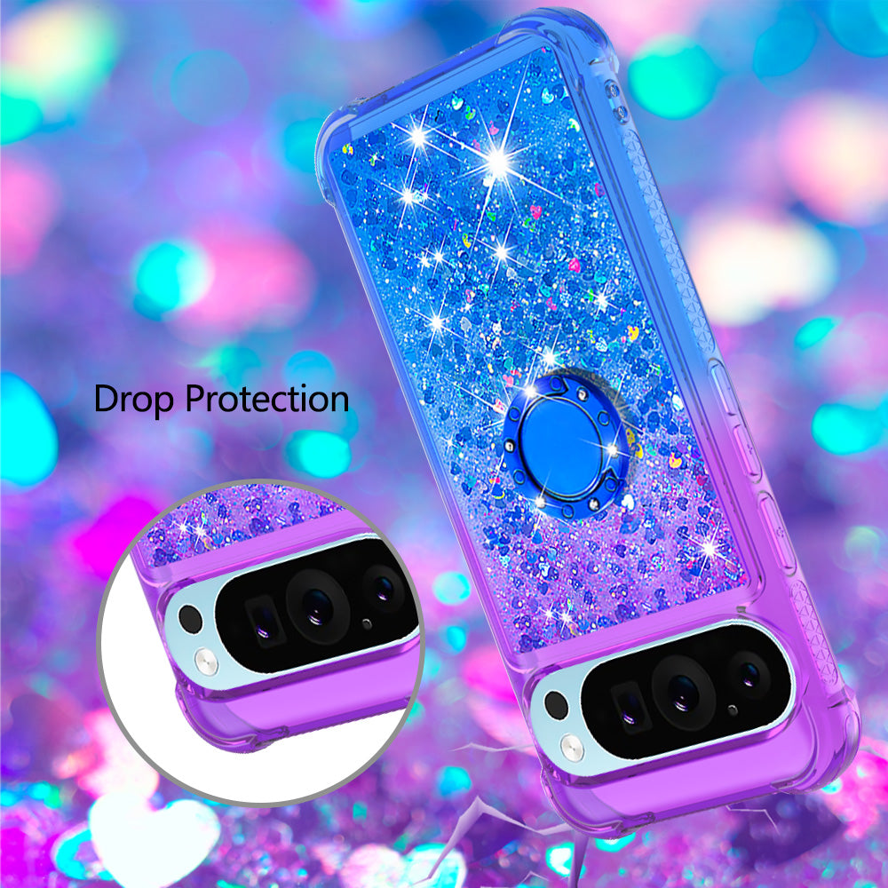 YB Quicksand Series-8 for Google Pixel 9 Pro TPU Case Glitter Sequins Gradient Kickstand Cover