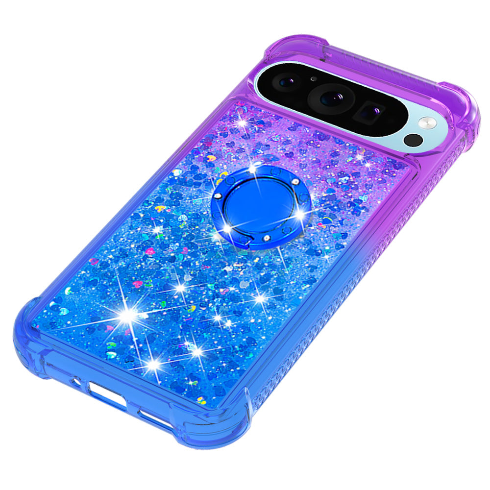 YB Quicksand Series-8 for Google Pixel 9 Pro TPU Case Glitter Sequins Gradient Kickstand Cover
