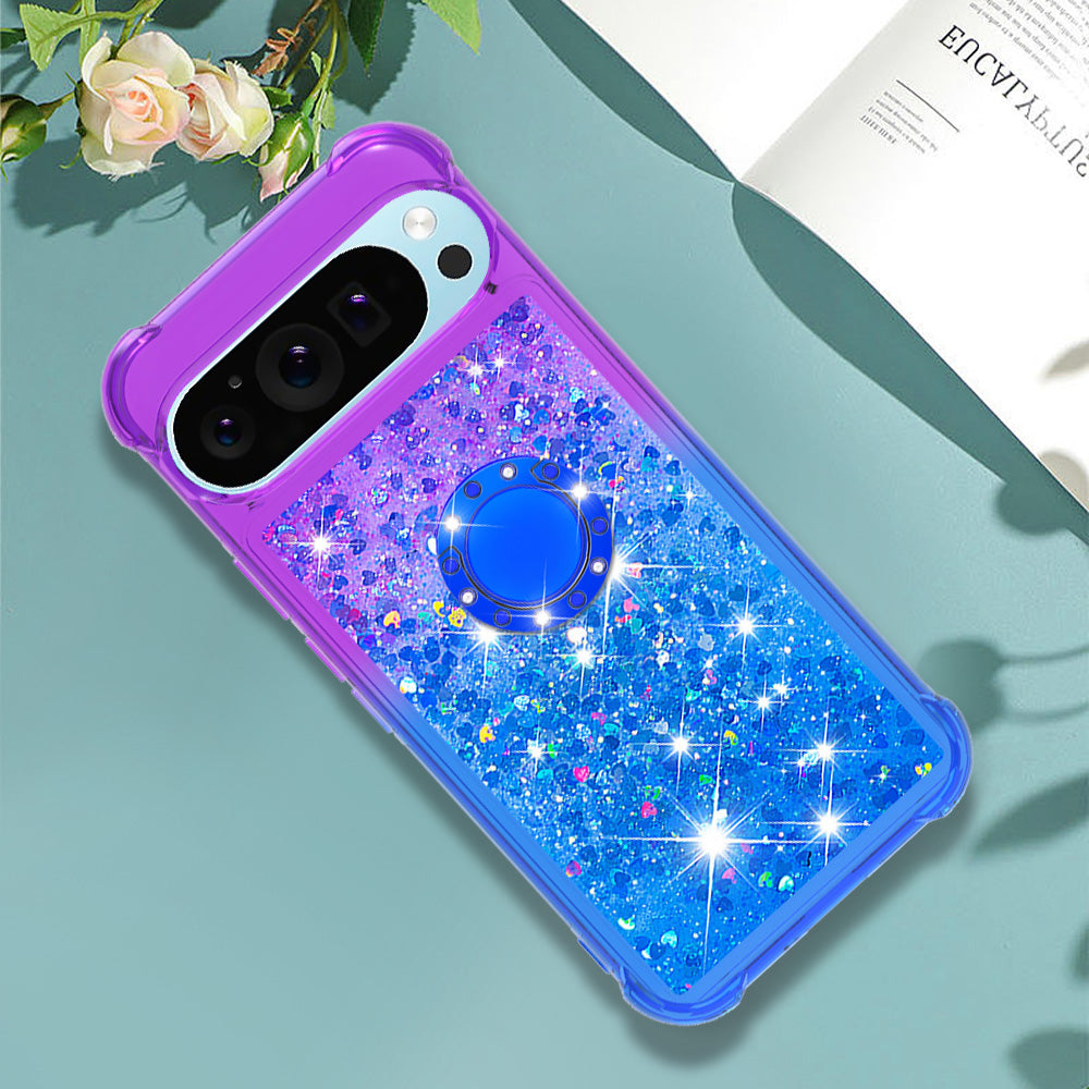 YB Quicksand Series-8 for Google Pixel 9 Pro TPU Case Glitter Sequins Gradient Kickstand Cover