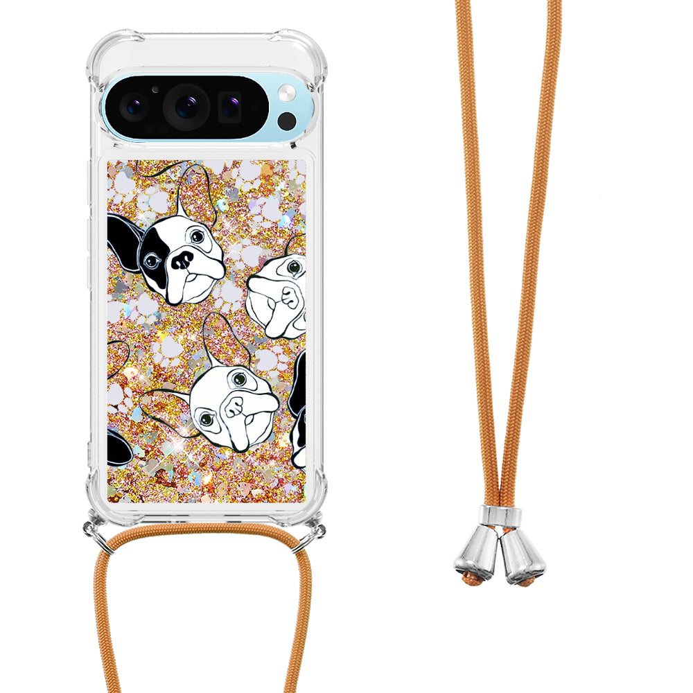 YB Quicksand Series-5 for Google Pixel 9 Pro TPU Case with Lanyard Pattern Print Phone Cover