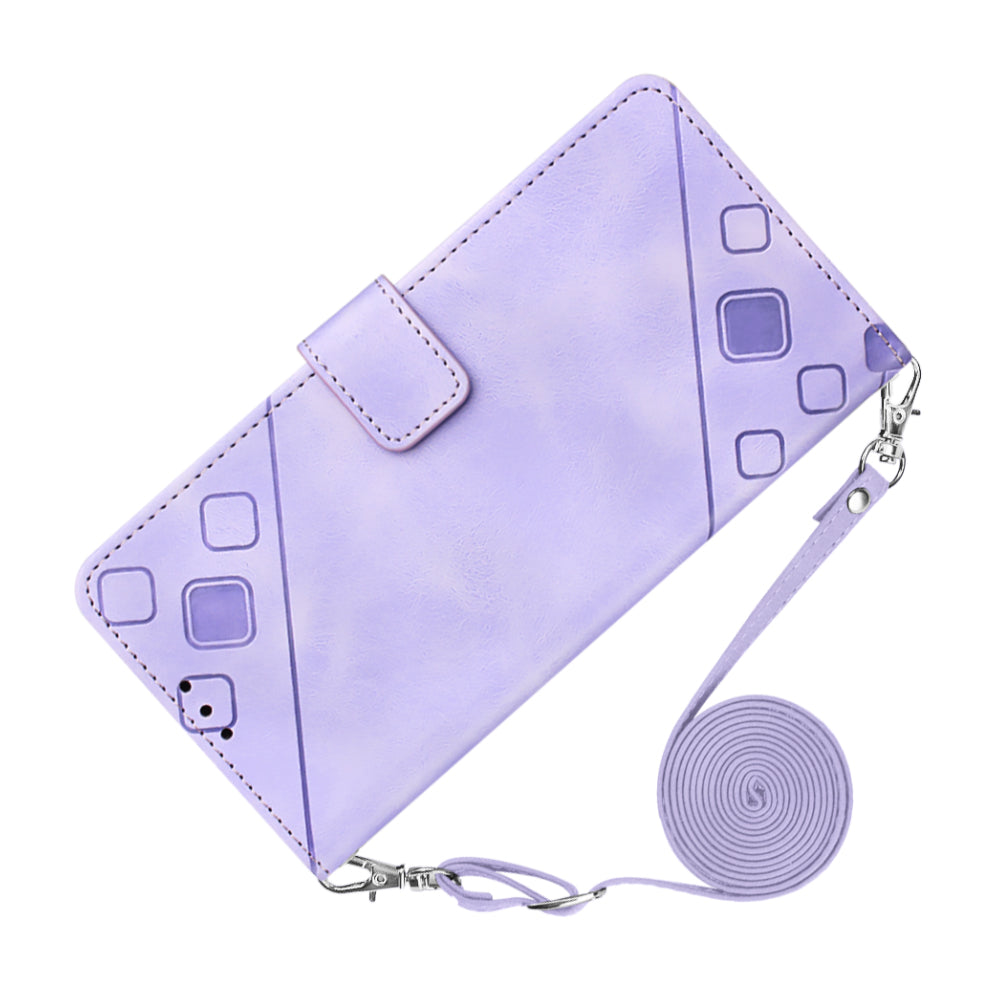 PT005 YB Imprinting Series-7 for Google Pixel 9 Pro Case Wallet PU Leather Phone Cover with Shoulder Strap