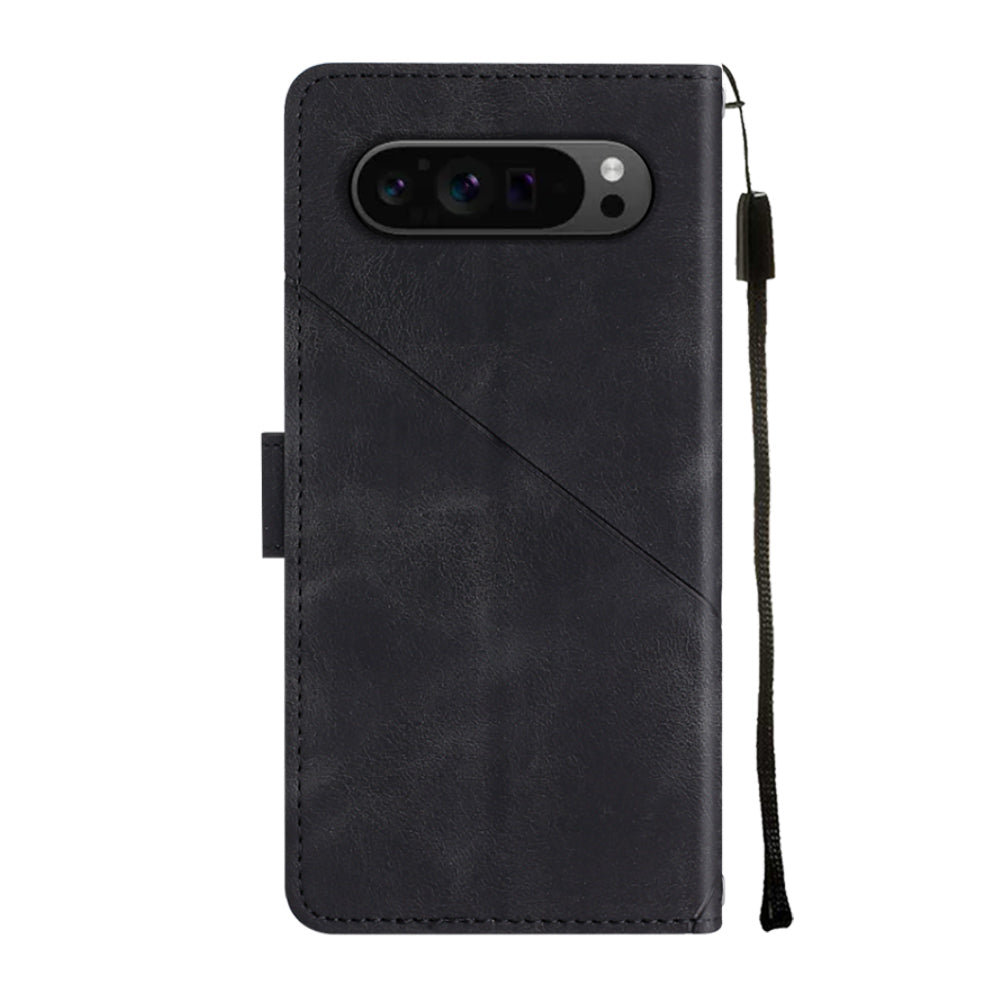 PT005 YB Imprinting Series-6 For Google Pixel 9 Pro Leather Case Wallet Card Slots Phone Cover