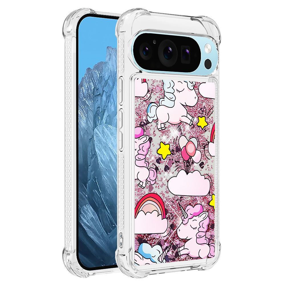 YB Quicksand Series-2 For Google Pixel 9 Pro Case Liquid Quicksand Pattern TPU Phone Cover