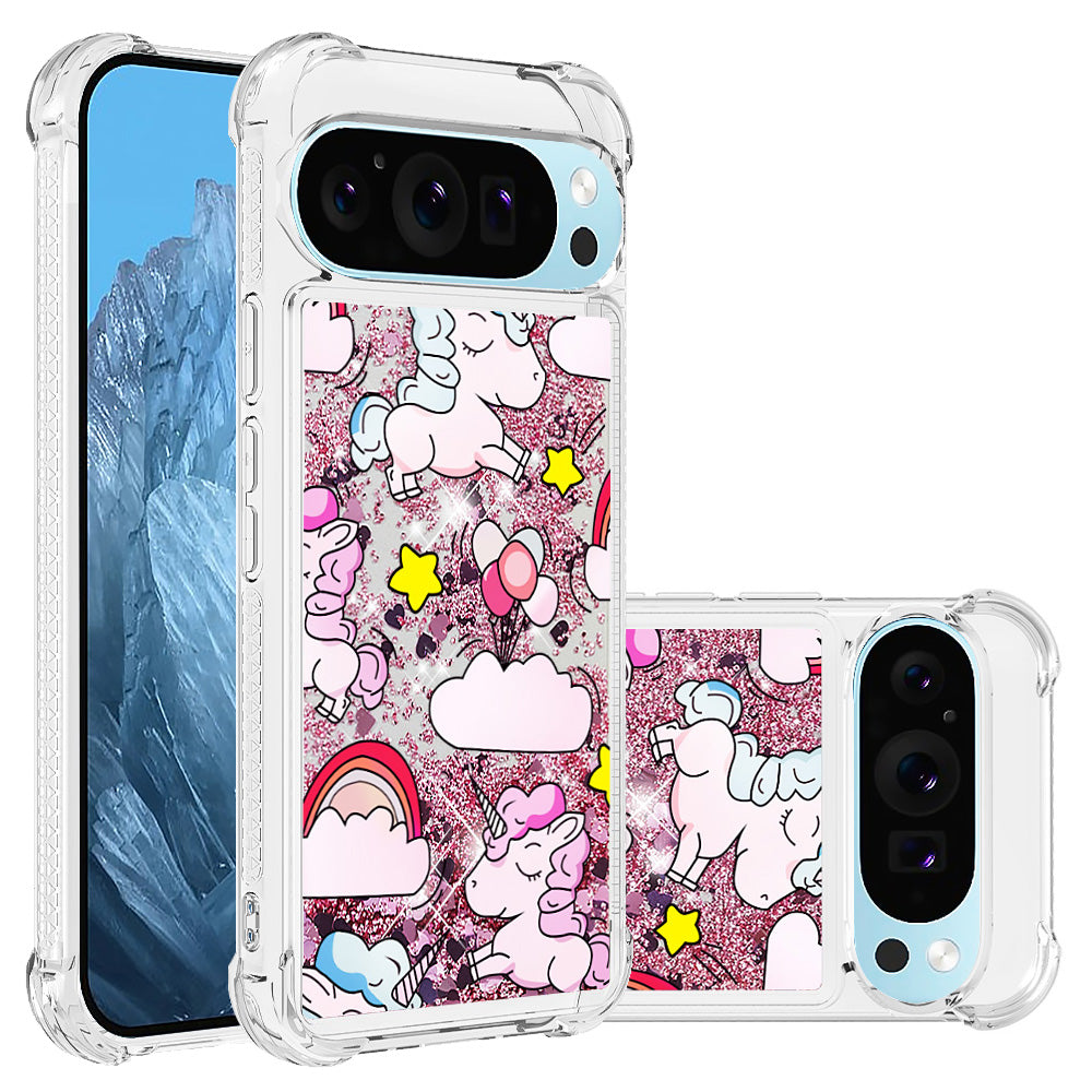 YB Quicksand Series-2 For Google Pixel 9 Pro Case Liquid Quicksand Pattern TPU Phone Cover