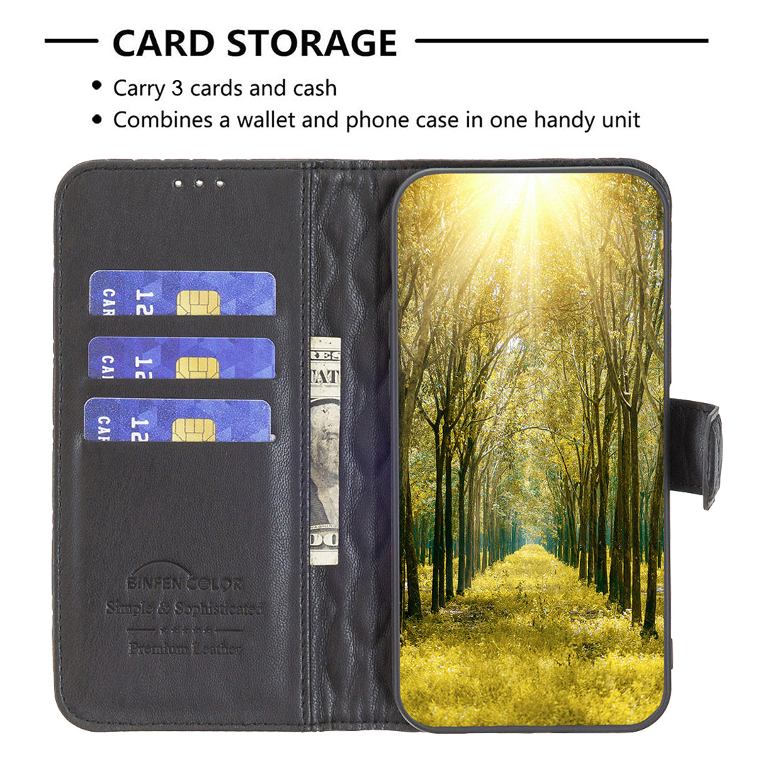 BINFEN COLOR BF Style-14 For Sony Xperia 1 VI Frosted Case Rhombus Grid Wallet Phone Cover