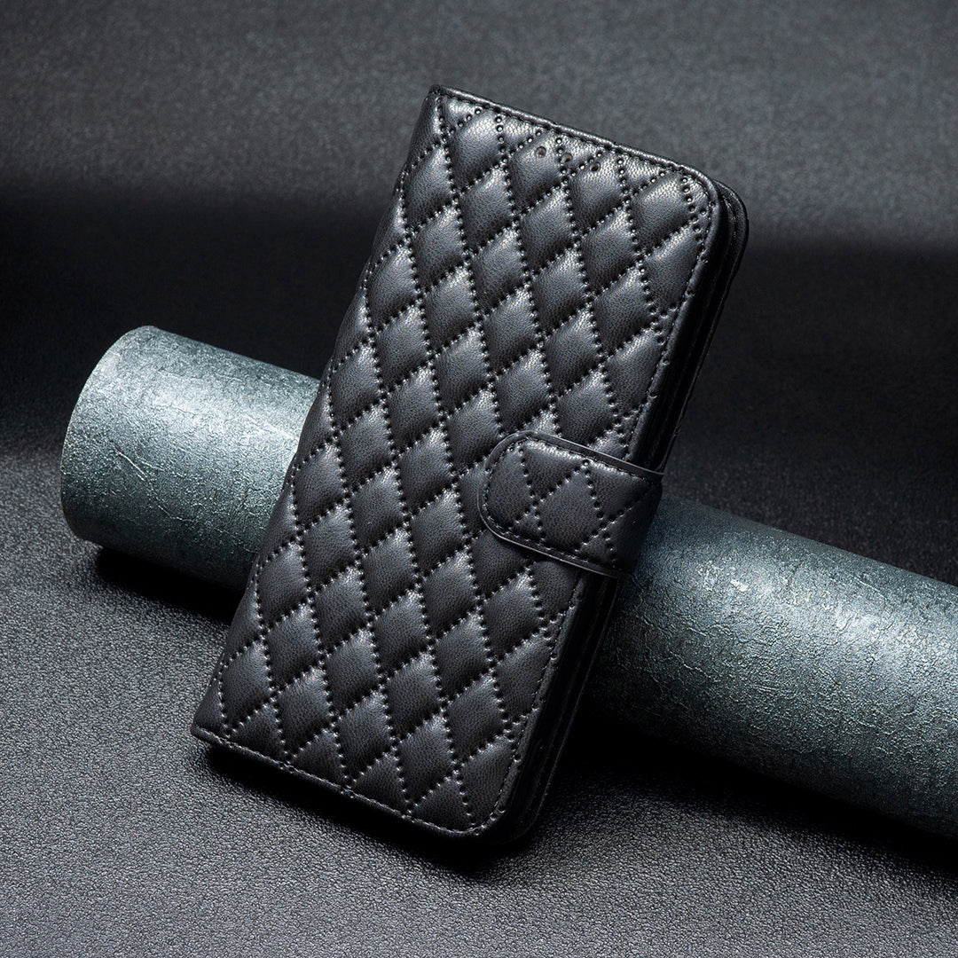 BINFEN COLOR BF Style-14 For Sony Xperia 1 VI Frosted Case Rhombus Grid Wallet Phone Cover