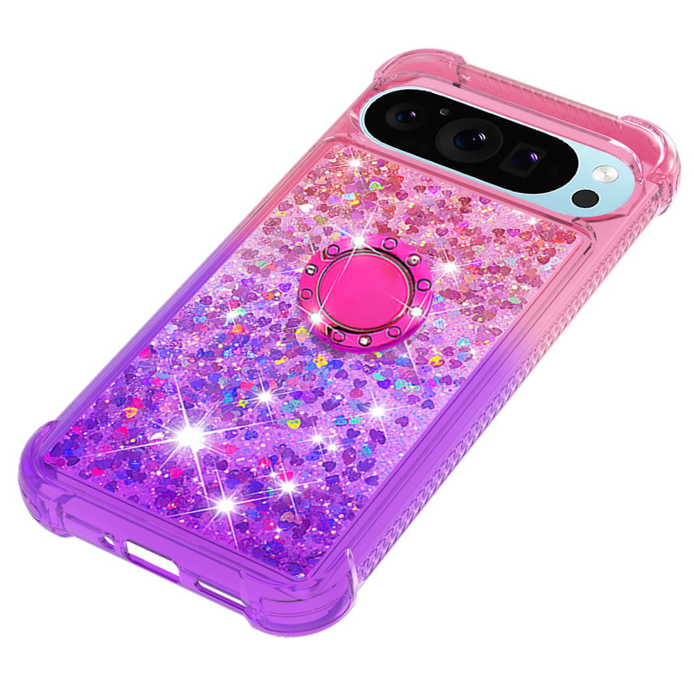 YB Quicksand Series-8 for Google Pixel 9 Kickstand Case Glitter Liquid Gradient TPU Phone Cover