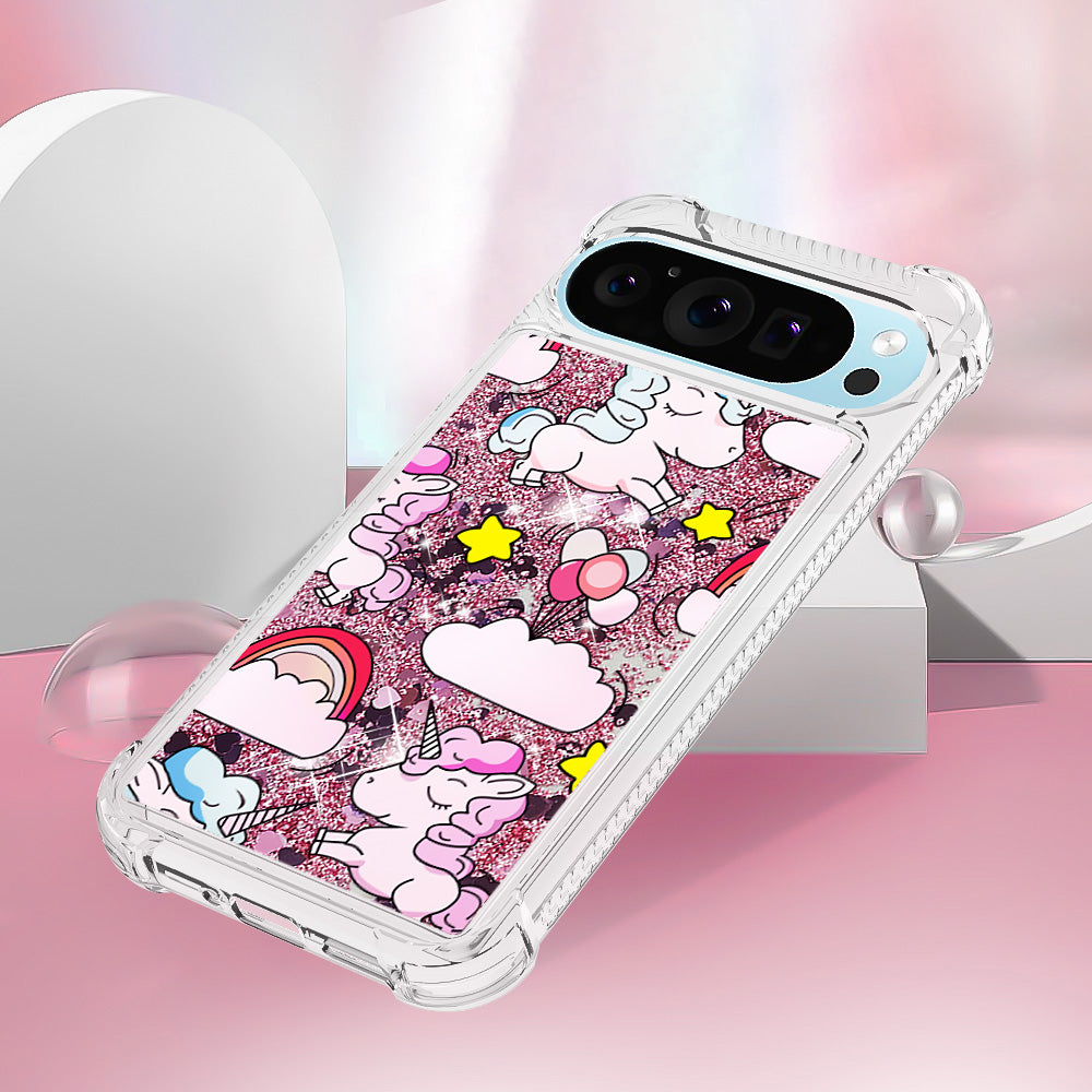 YB Quicksand Series-2 For Google Pixel 9 Case Liquid Glitter Sequins TPU Cover Pattern Printing