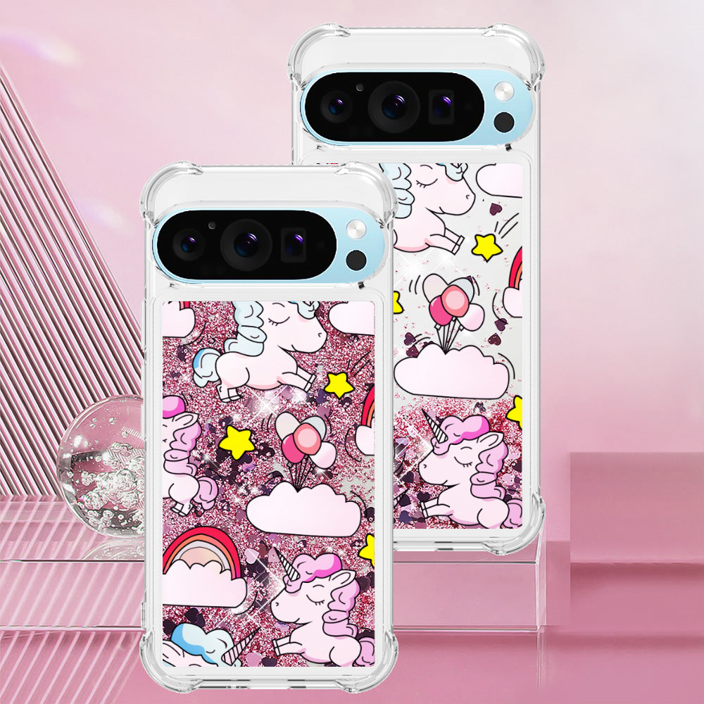 YB Quicksand Series-2 For Google Pixel 9 Case Liquid Glitter Sequins TPU Cover Pattern Printing