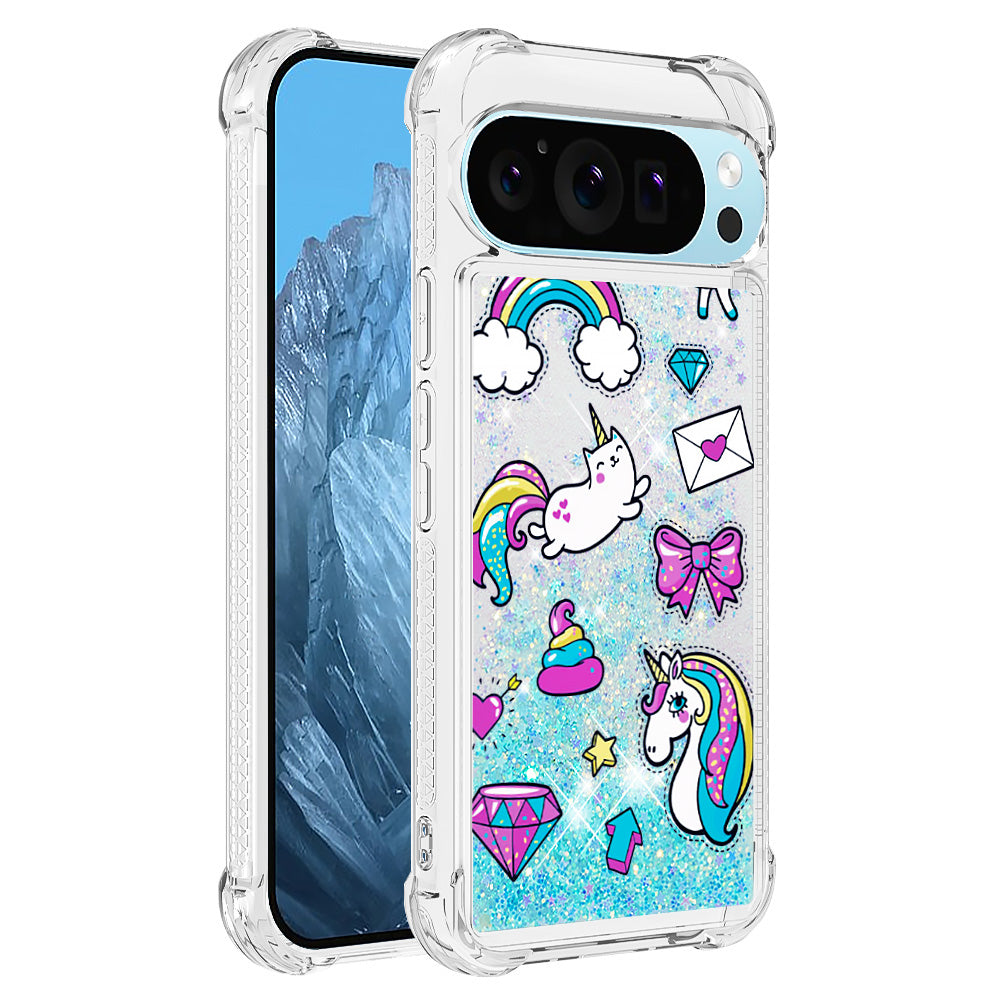 YB Quicksand Series-2 For Google Pixel 9 Case Liquid Glitter Sequins TPU Cover Pattern Printing