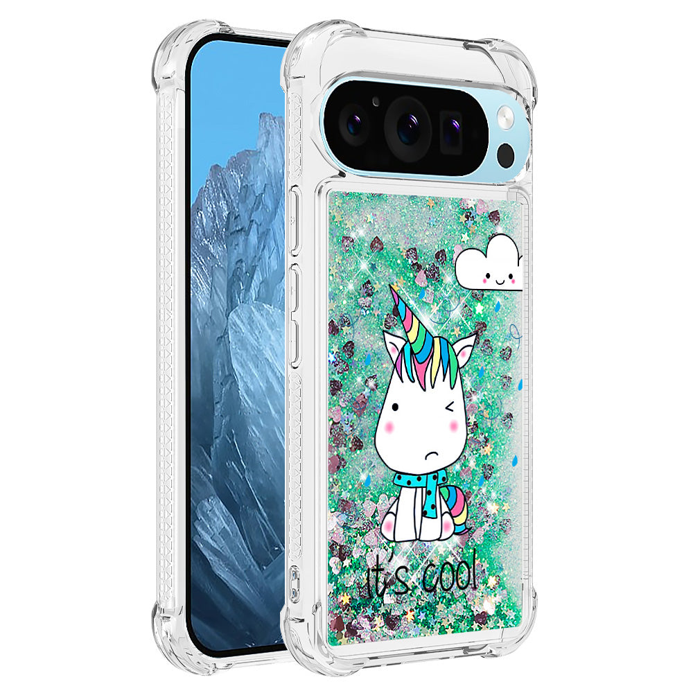 YB Quicksand Series-2 For Google Pixel 9 Case Liquid Glitter Sequins TPU Cover Pattern Printing