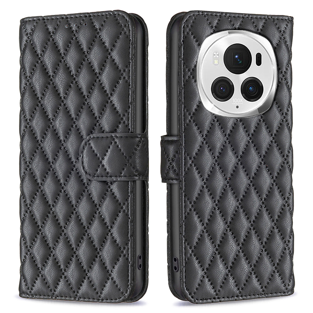 BINFEN COLOR BF Style-14 For Honor Magic6 Pro 5G Case PU Leather Matte Surface Phone Stand Cover