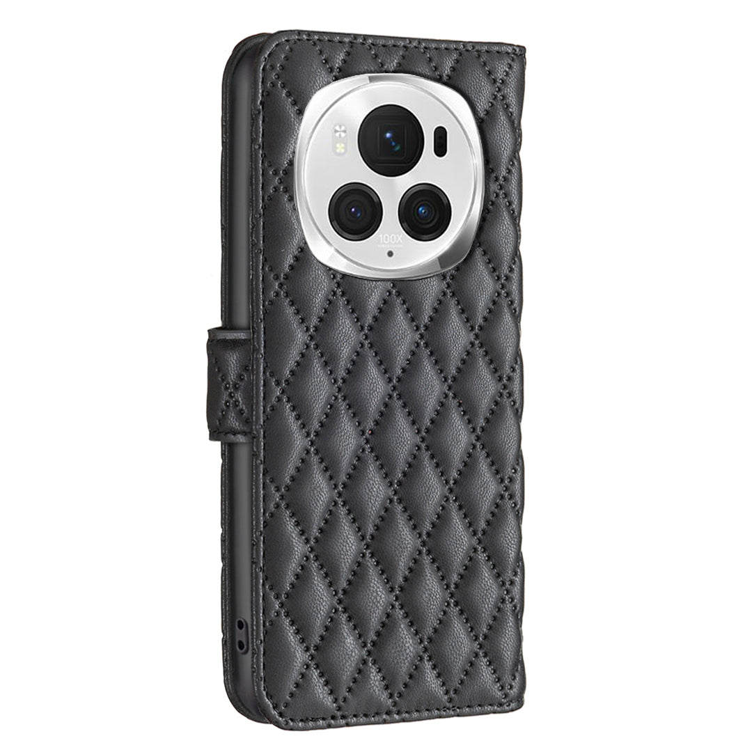 BINFEN COLOR BF Style-14 For Honor Magic6 Pro 5G Case PU Leather Matte Surface Phone Stand Cover