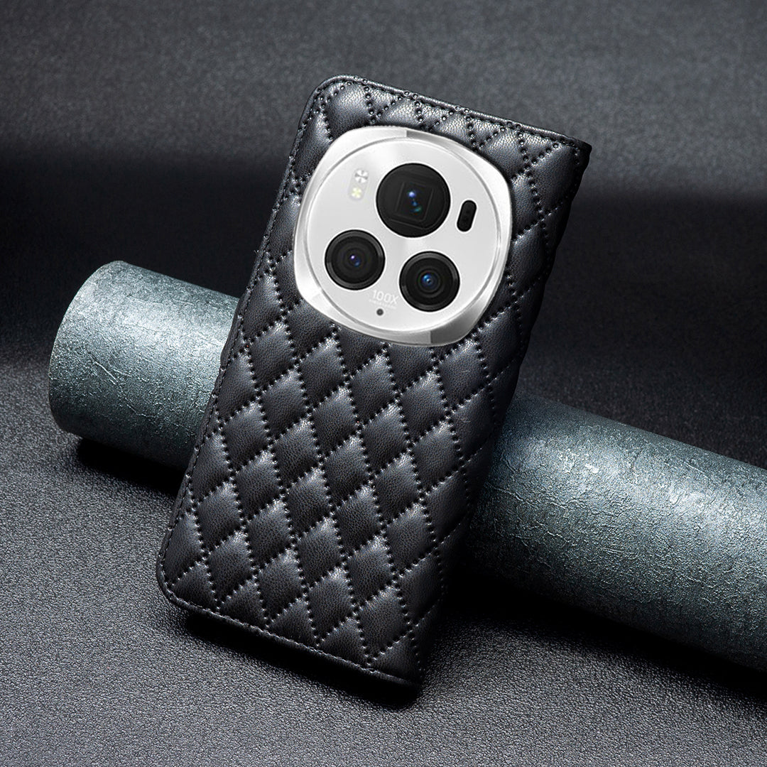 BINFEN COLOR BF Style-14 For Honor Magic6 Pro 5G Case PU Leather Matte Surface Phone Stand Cover