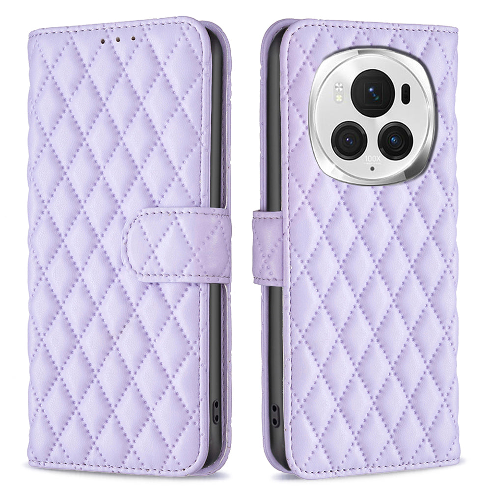 BINFEN COLOR BF Style-14 For Honor Magic6 Pro 5G Case PU Leather Matte Surface Phone Stand Cover