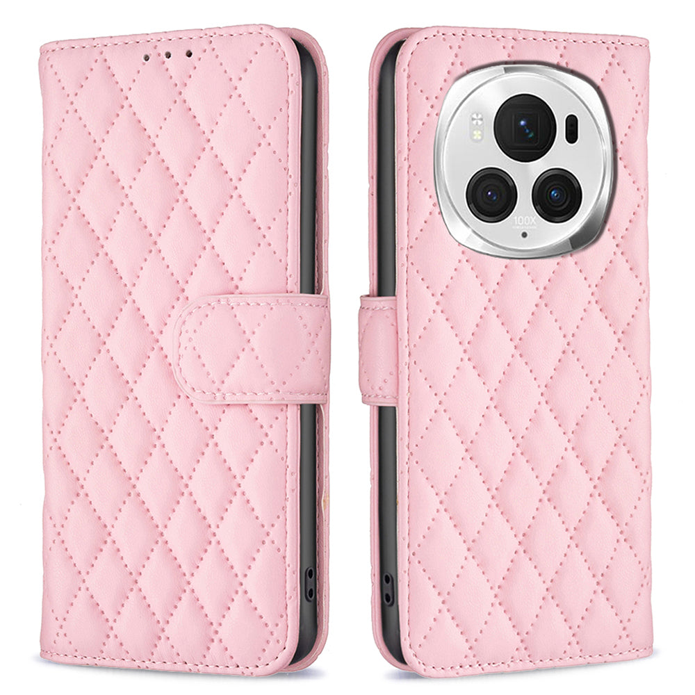 BINFEN COLOR BF Style-14 For Honor Magic6 Pro 5G Case PU Leather Matte Surface Phone Stand Cover