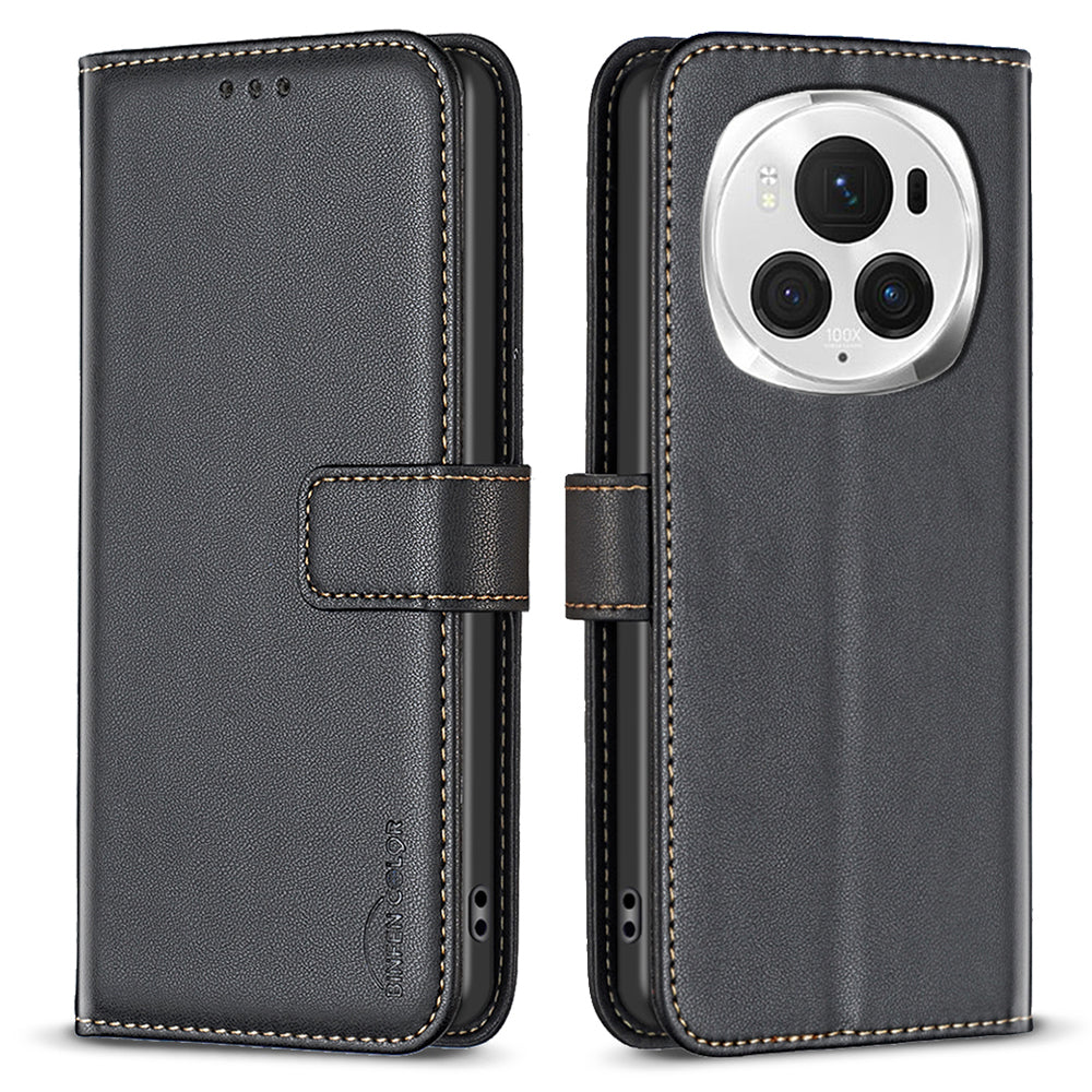 BINFEN COLOR BF17 For Honor Magic6 Pro 5G Case PU Leather+TPU Magnetic Phone Cover