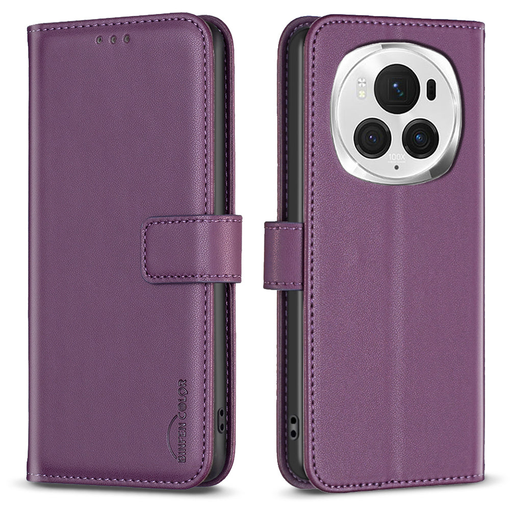 BINFEN COLOR BF17 For Honor Magic6 Pro 5G Case PU Leather+TPU Magnetic Phone Cover