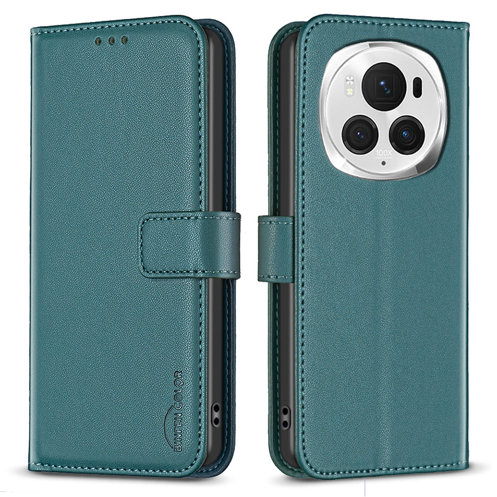 BINFEN COLOR BF17 For Honor Magic6 Pro 5G Case PU Leather+TPU Magnetic Phone Cover