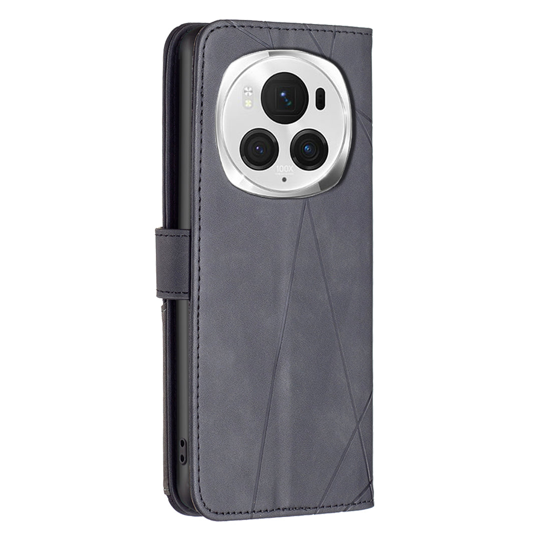 BINFEN COLOR BF05 For Honor Magic6 Pro 5G Leather Case Wallet Imprinting Geometric Phone Cover