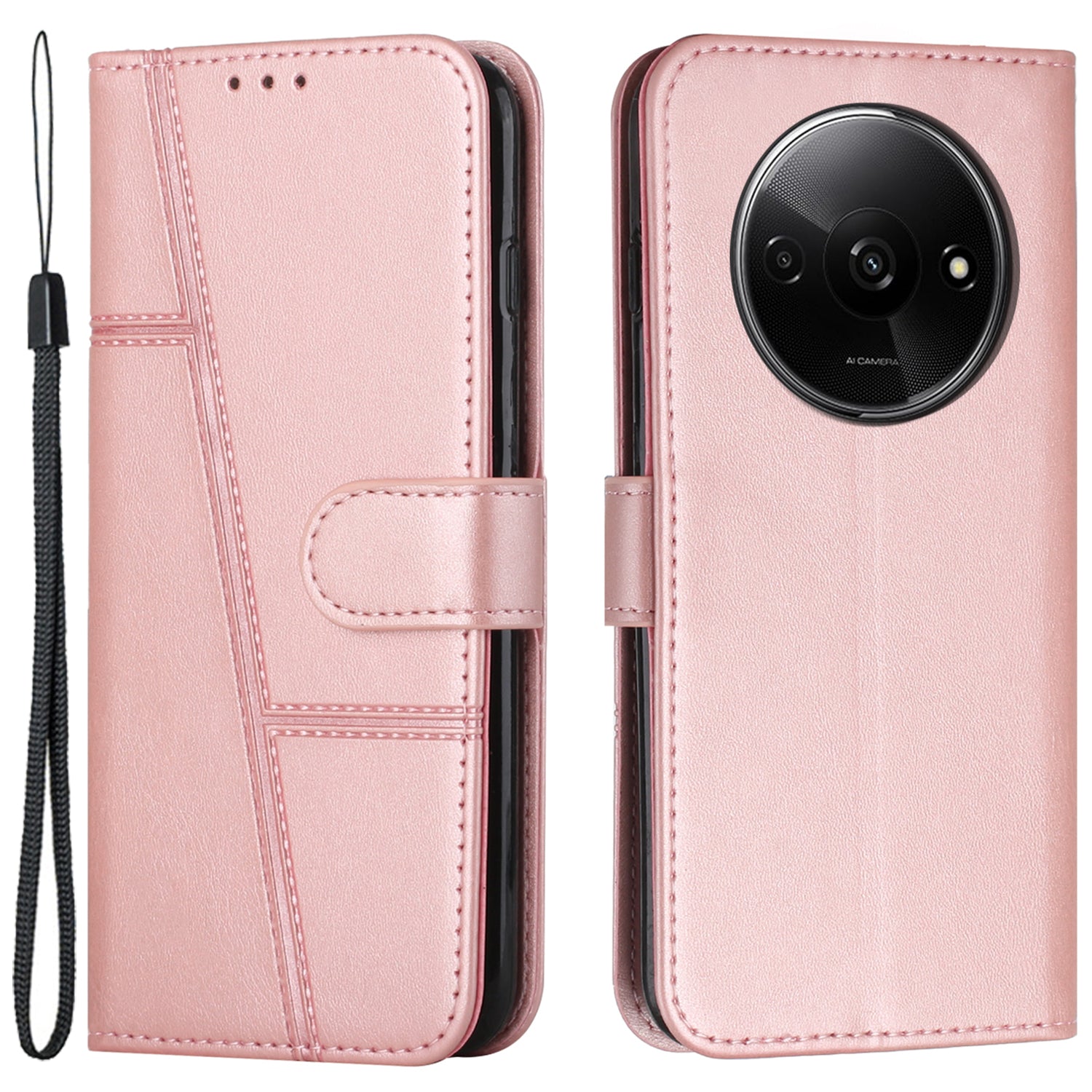 For Xiaomi Redmi A3 / Poco C61 4G Case Calf Texture Leather Wallet Phone Cover with Folio Stand