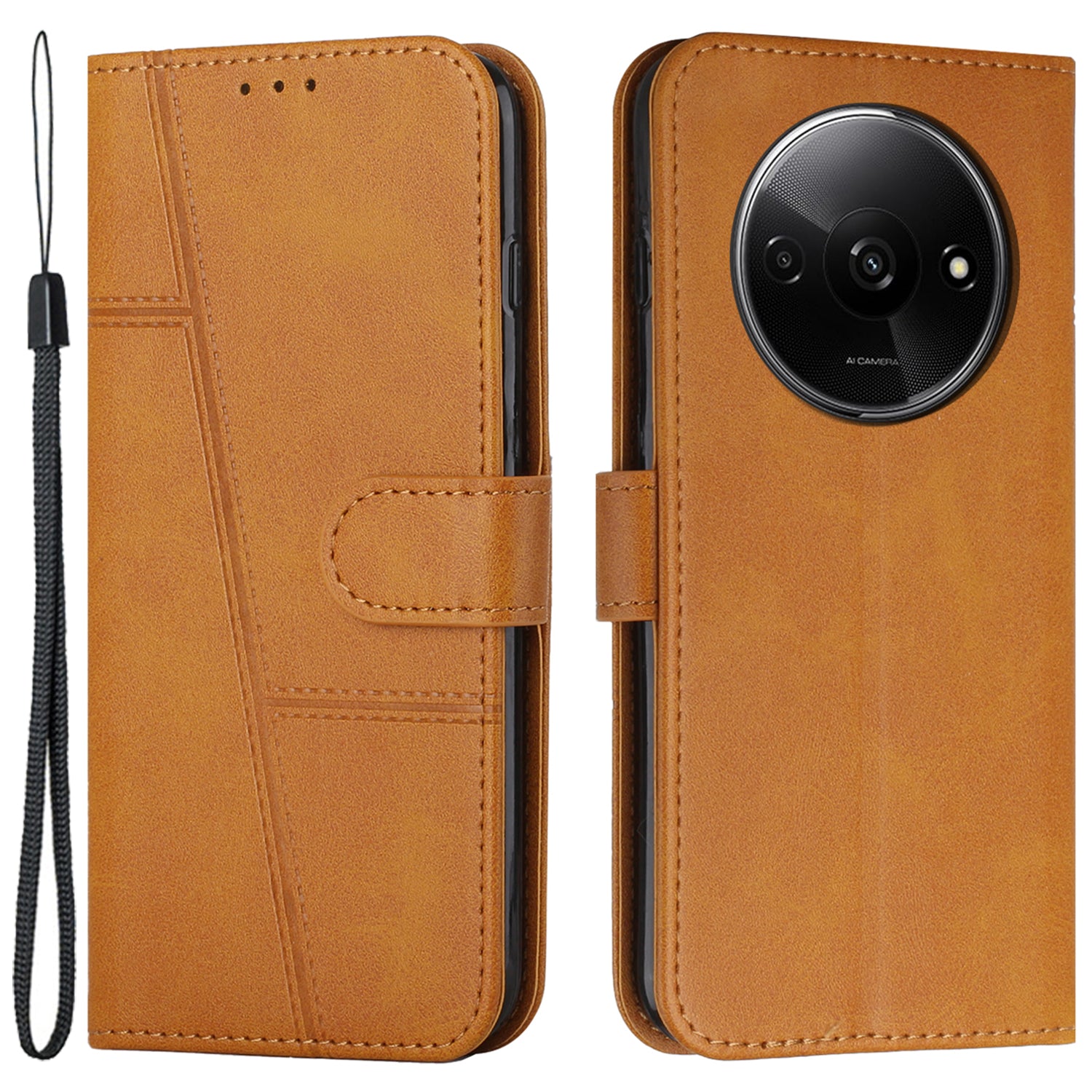For Xiaomi Redmi A3 / Poco C61 4G Case Calf Texture Leather Wallet Phone Cover with Folio Stand