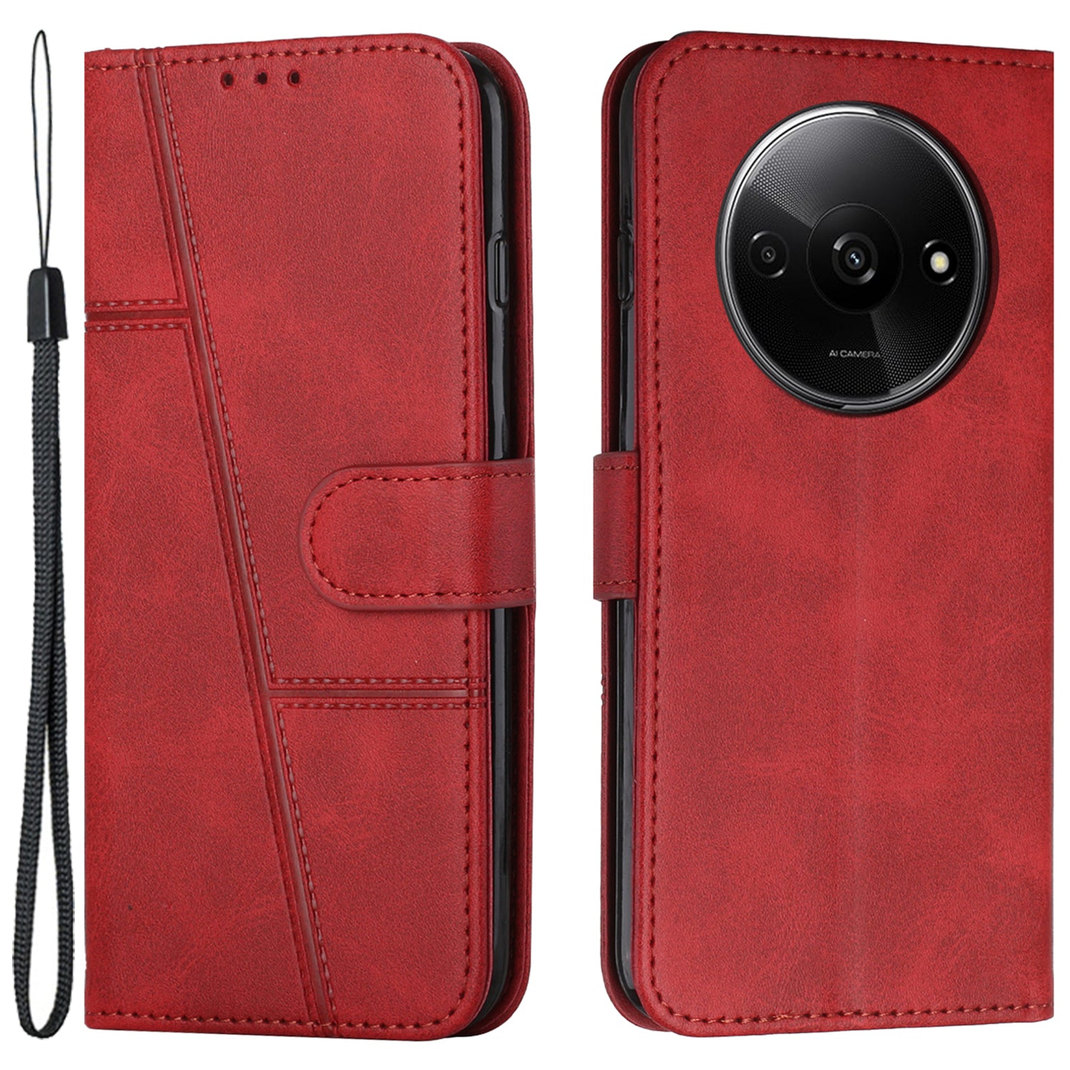 For Xiaomi Redmi A3 / Poco C61 4G Case Calf Texture Leather Wallet Phone Cover with Folio Stand