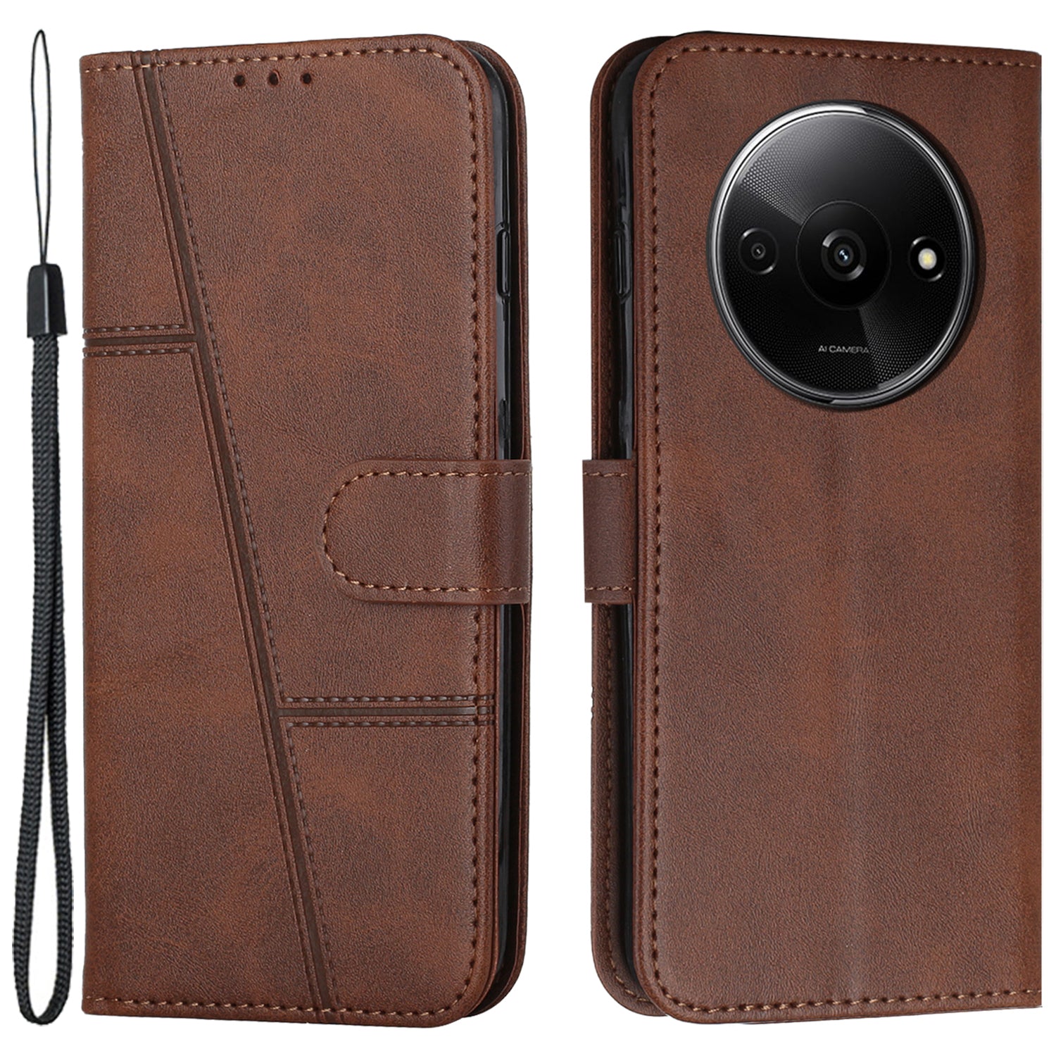 For Xiaomi Redmi A3 / Poco C61 4G Case Calf Texture Leather Wallet Phone Cover with Folio Stand