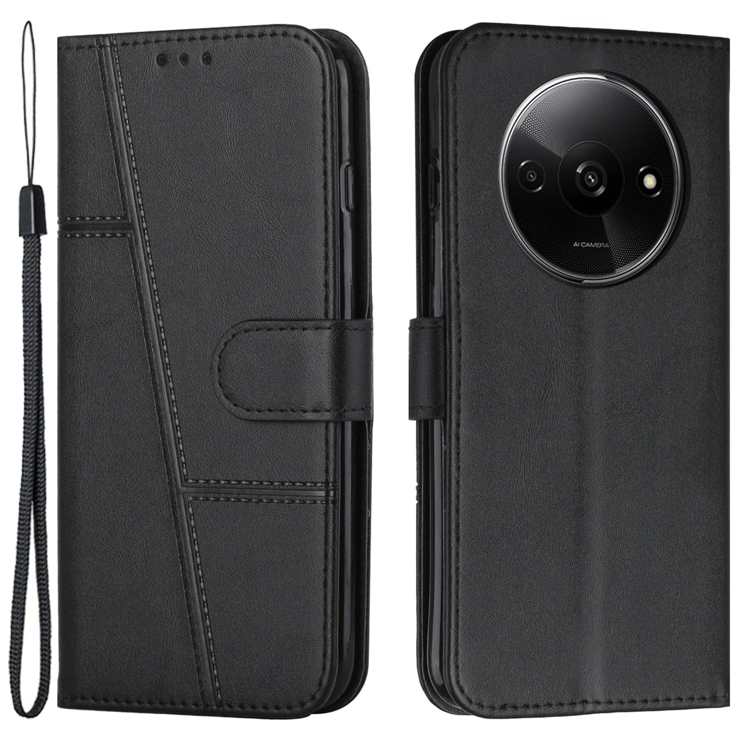 For Xiaomi Redmi A3 / Poco C61 4G Case Calf Texture Leather Wallet Phone Cover with Folio Stand