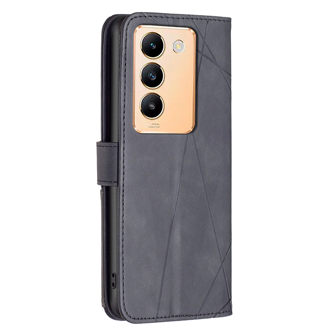 BINFEN COLOR BF05 For vivo Y200e 5G Wallet Case Geometric Imprinted Cell Phone Cover